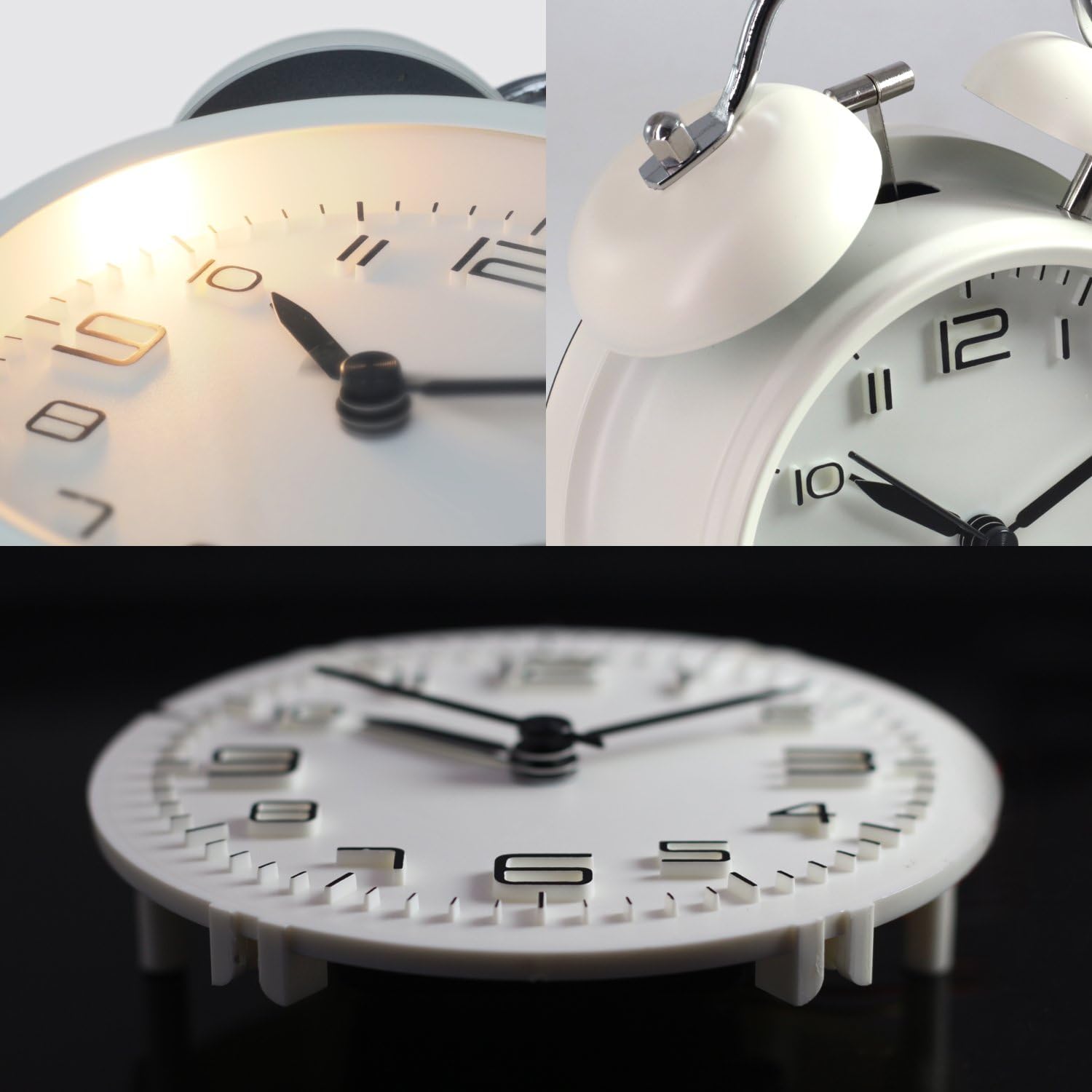 Betus Non-Ticking Twin Bell Alarm Clock with Backlight and Matte Metal Frame