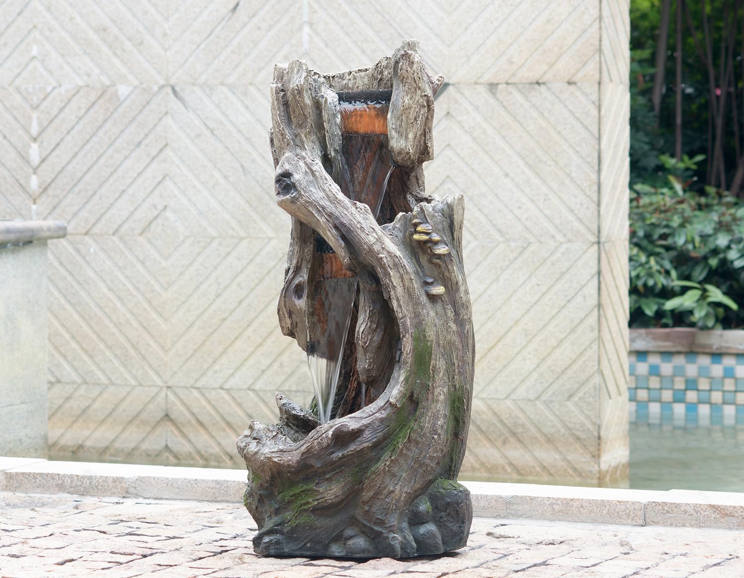 Indoor Outdoor Tree Trunk Fountain with Light 1