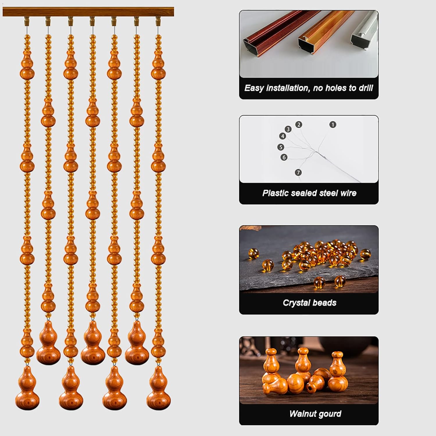 XOOFMASS Wood Beaded Curtain for Door Partition