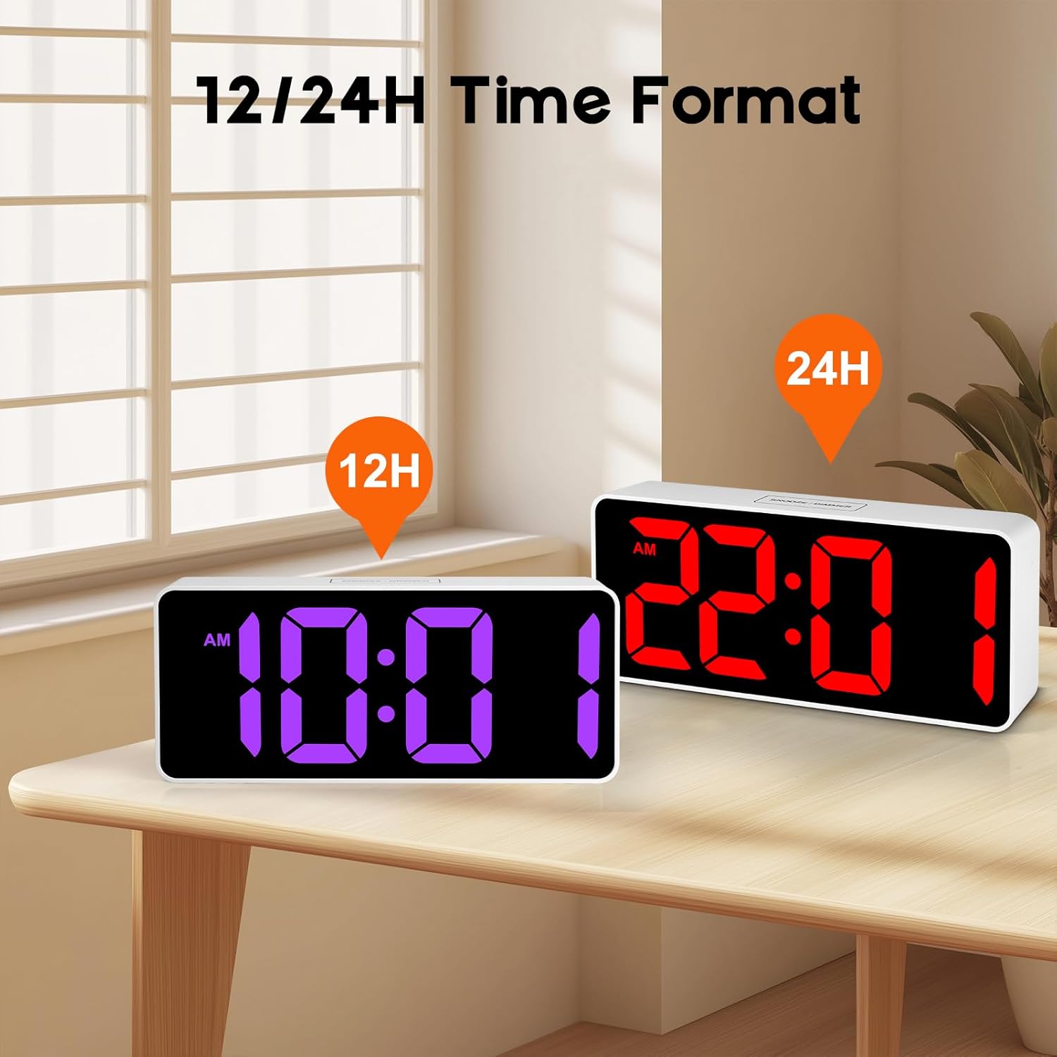 Catrne Small Digital Alarm Clock with RGB Light and Brightness Dimmer