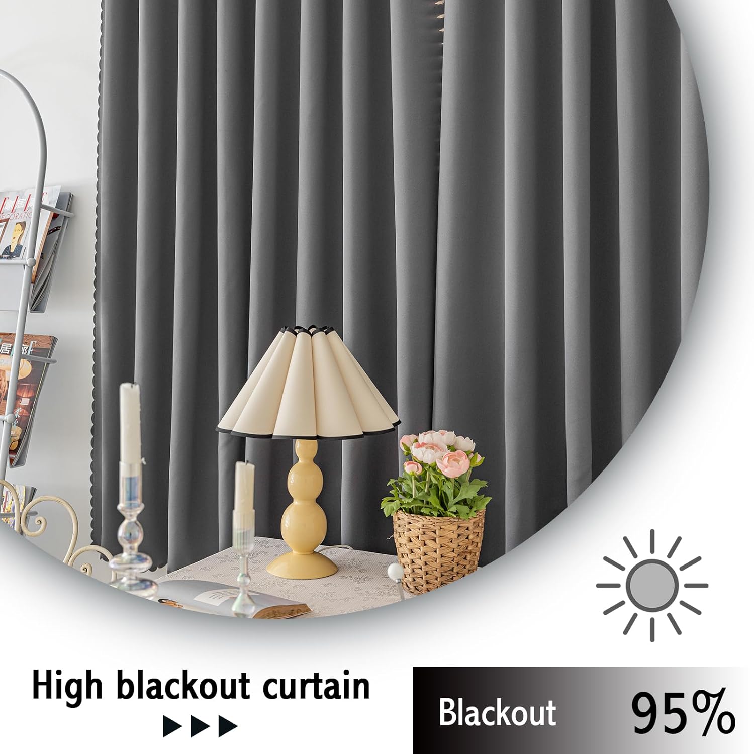 Jilron Magic Tape Blackout Curtains No Drill 2 Panels