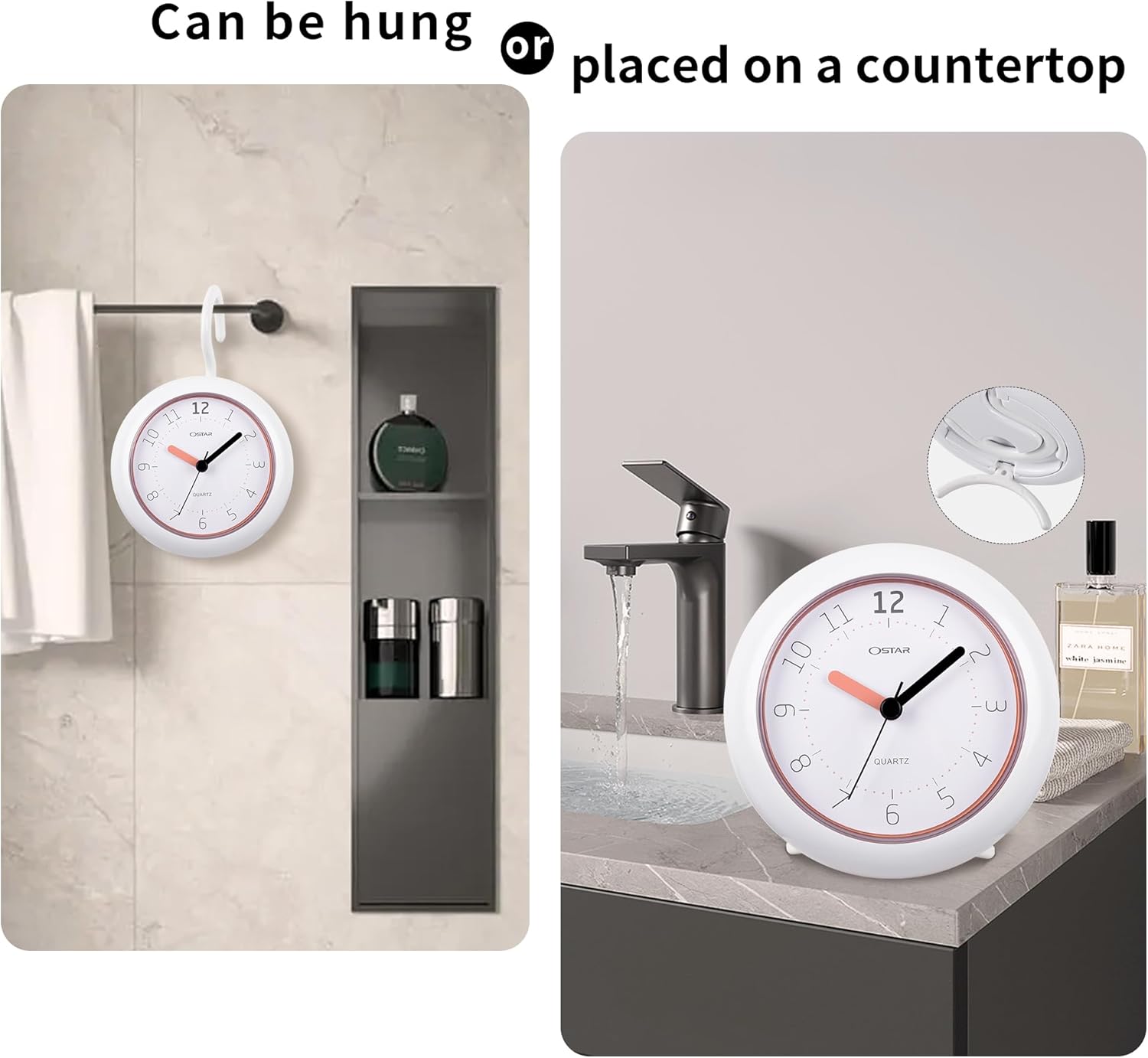 OSTAR 2PCS Waterproof Shower Clock with AA Battery