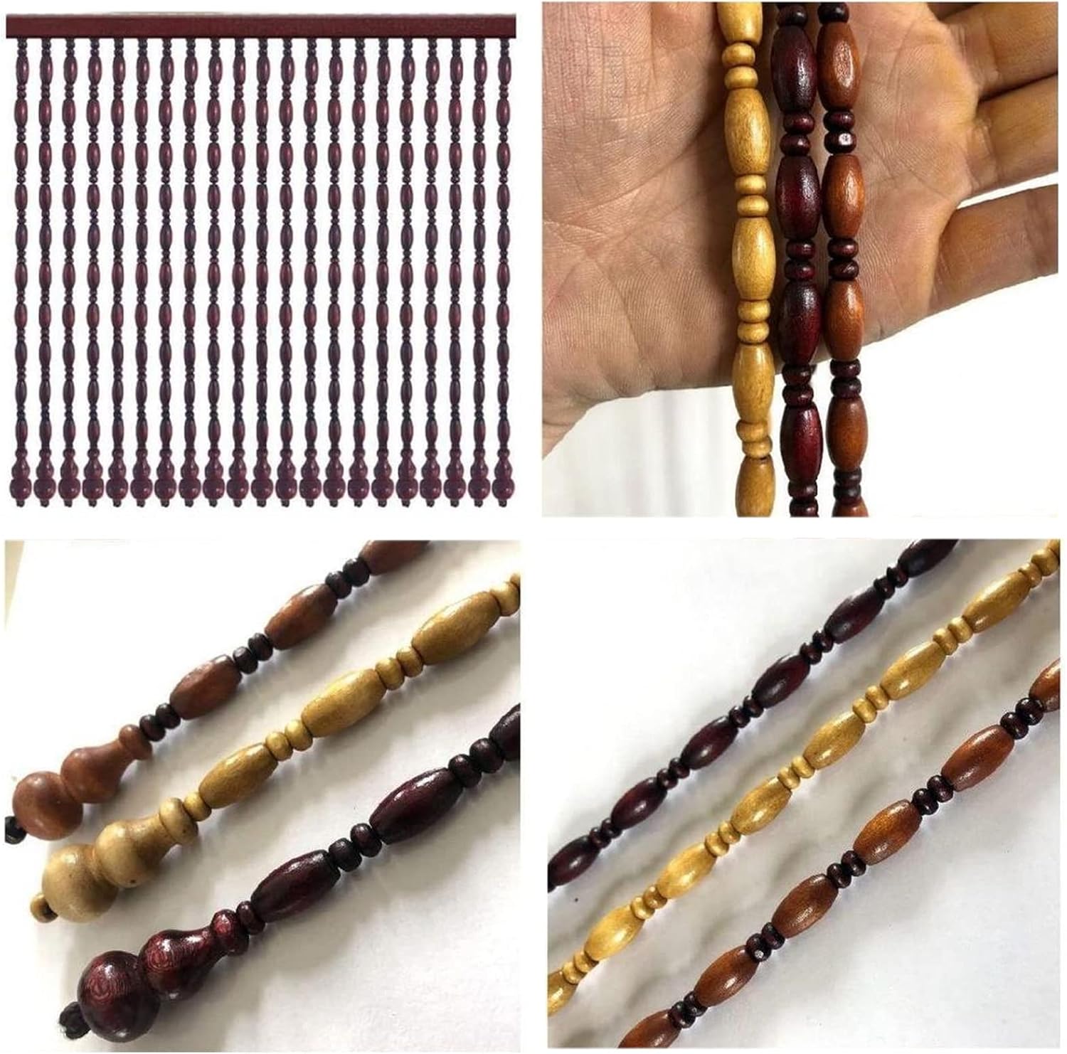 Wood Beaded Curtain for Doorway and Room Decorations