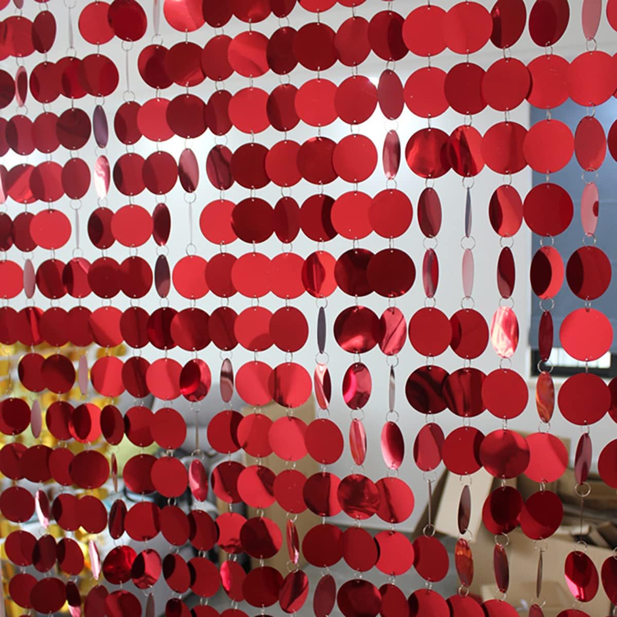 Sparkle Sequin Beaded Curtain Door String Red 5 Strips