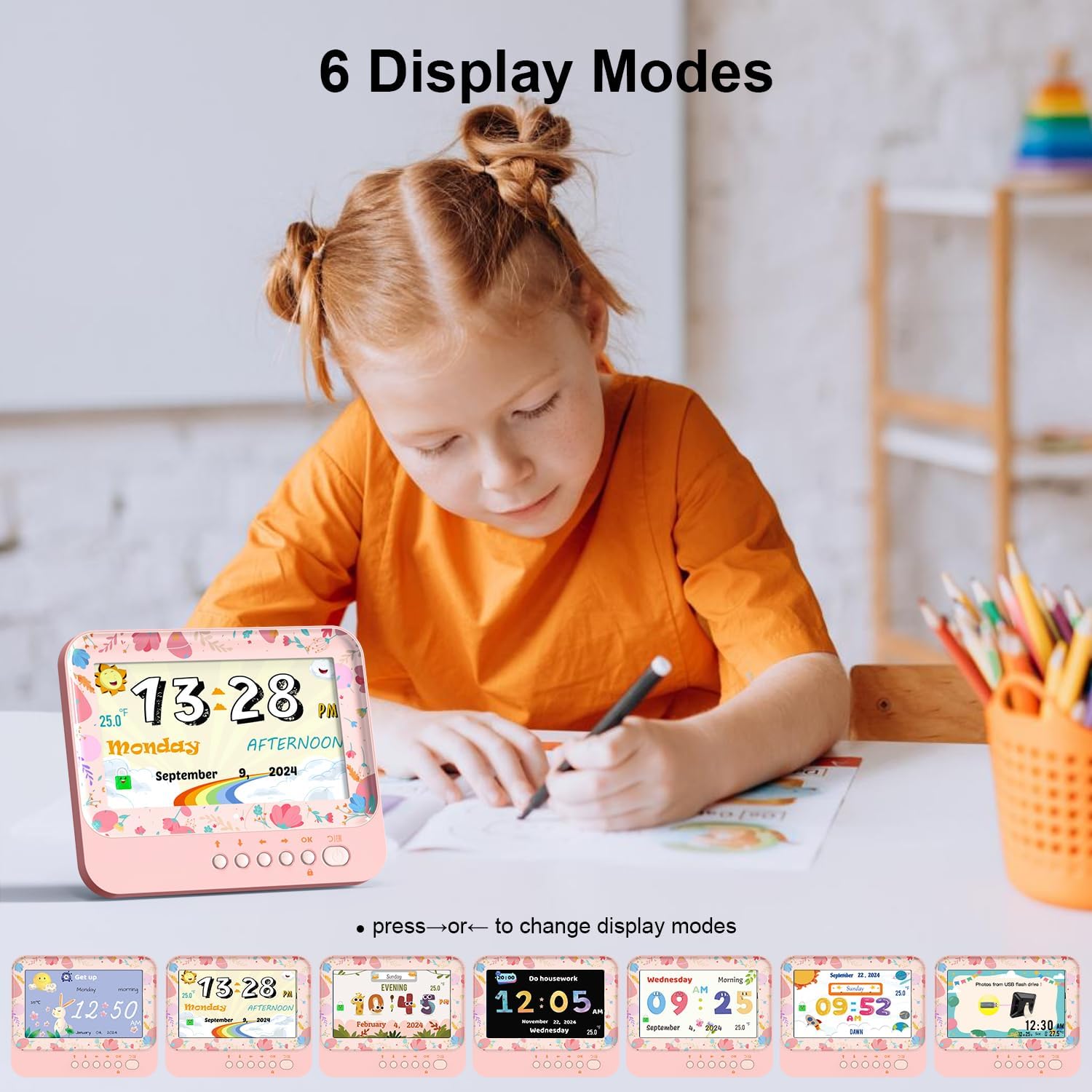 7 Inch Kids Alarm Clock with Timer and Snooze