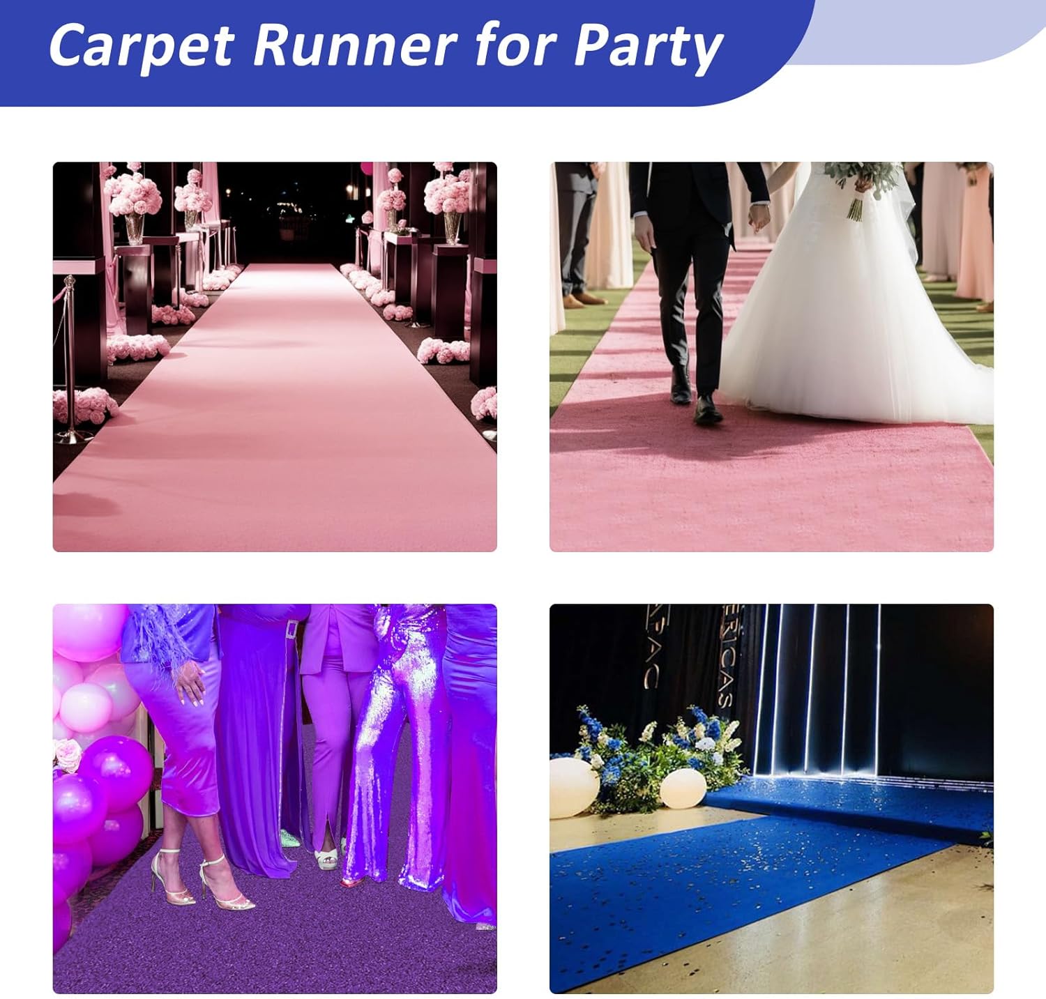 Blue Carpet Runner for Party 25x15ft 120GSM Aisle Decor