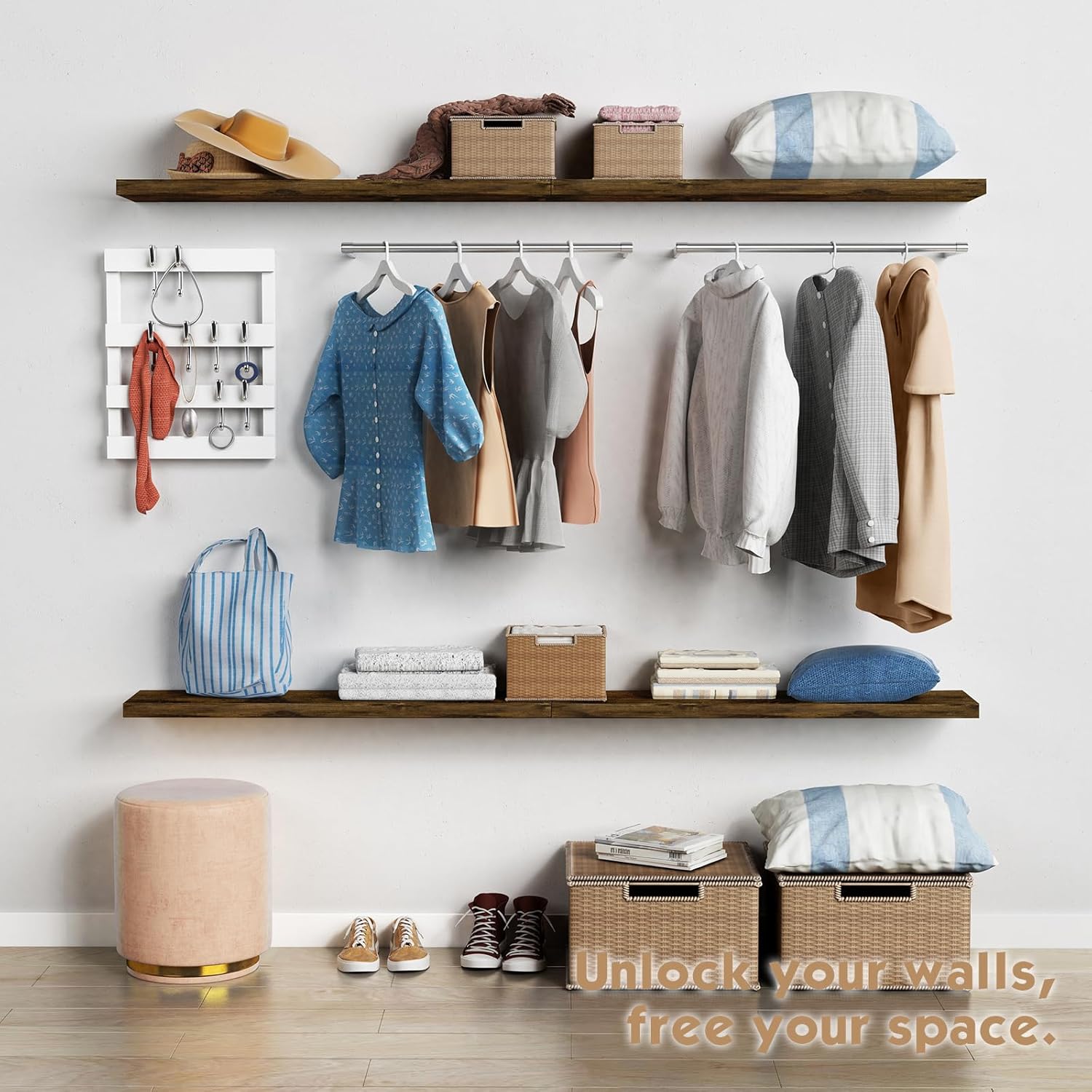 Forbena 36 Inch Floating Shelves Set of 3 Dark Brown