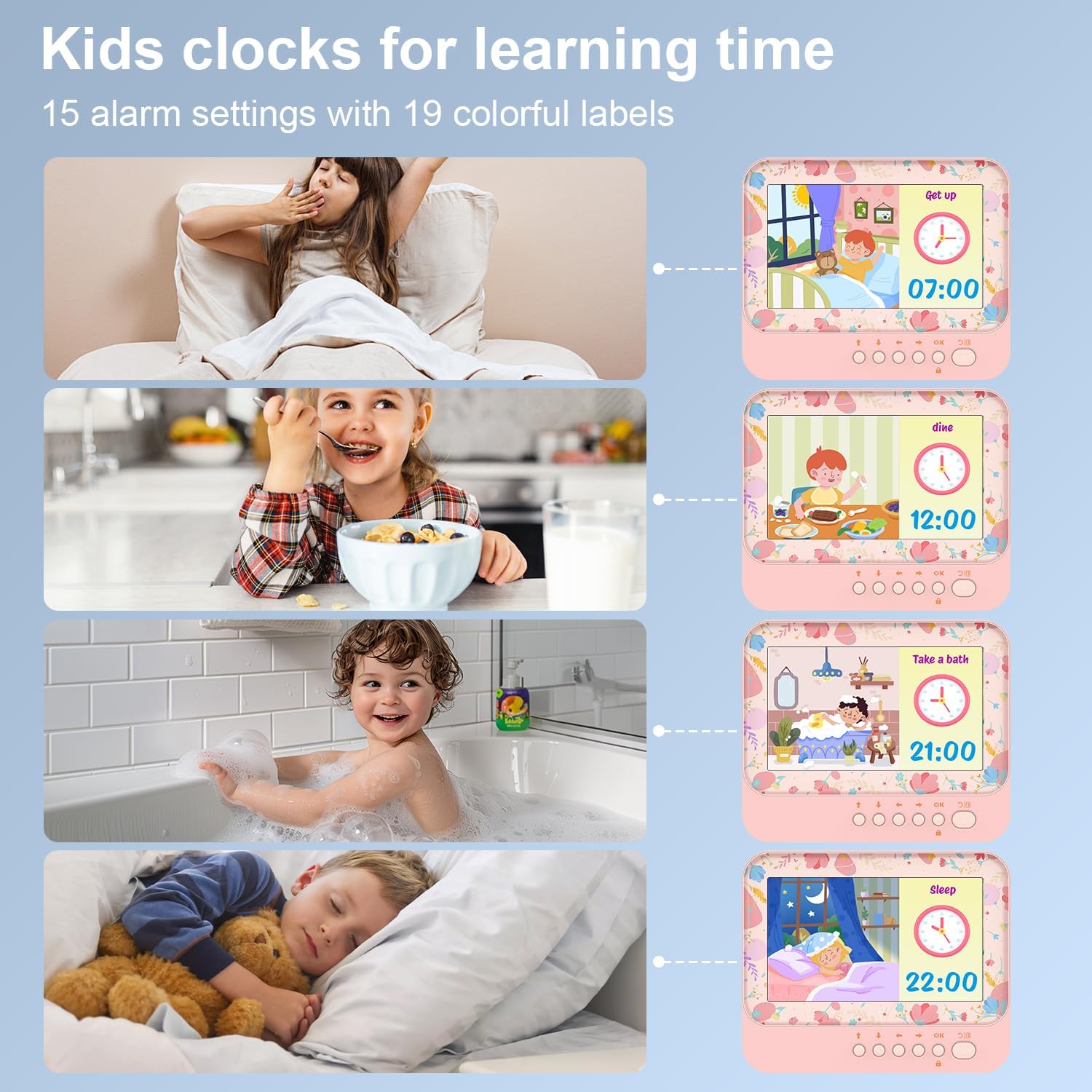 7 Inch Kids Alarm Clock with Timer and Snooze