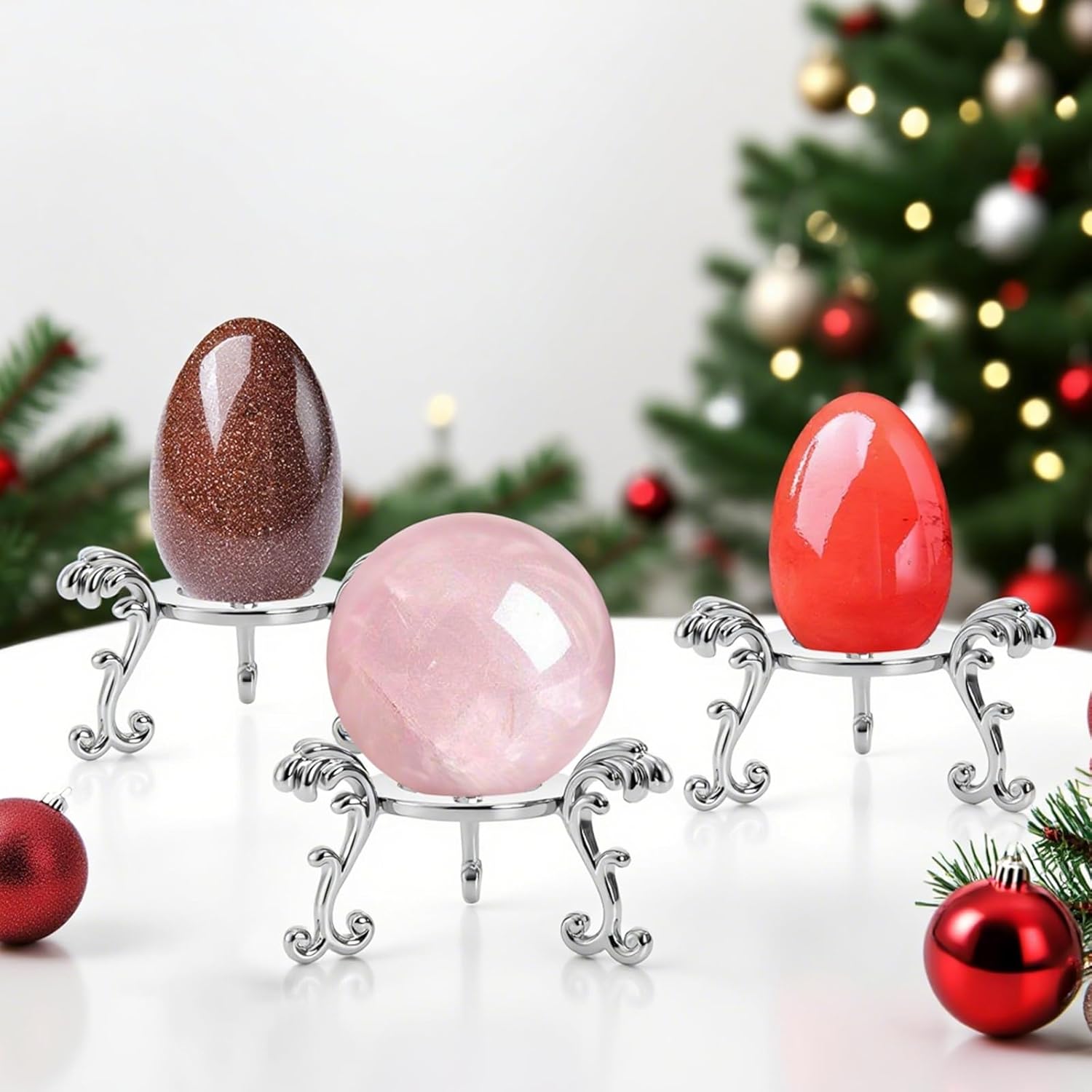 Jucoan 14 Pack Crystal Ball Stand Metal Silver