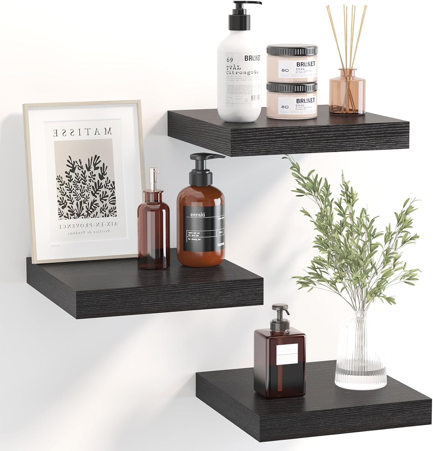 Fixwal 8in Floating Shelves Set of 3