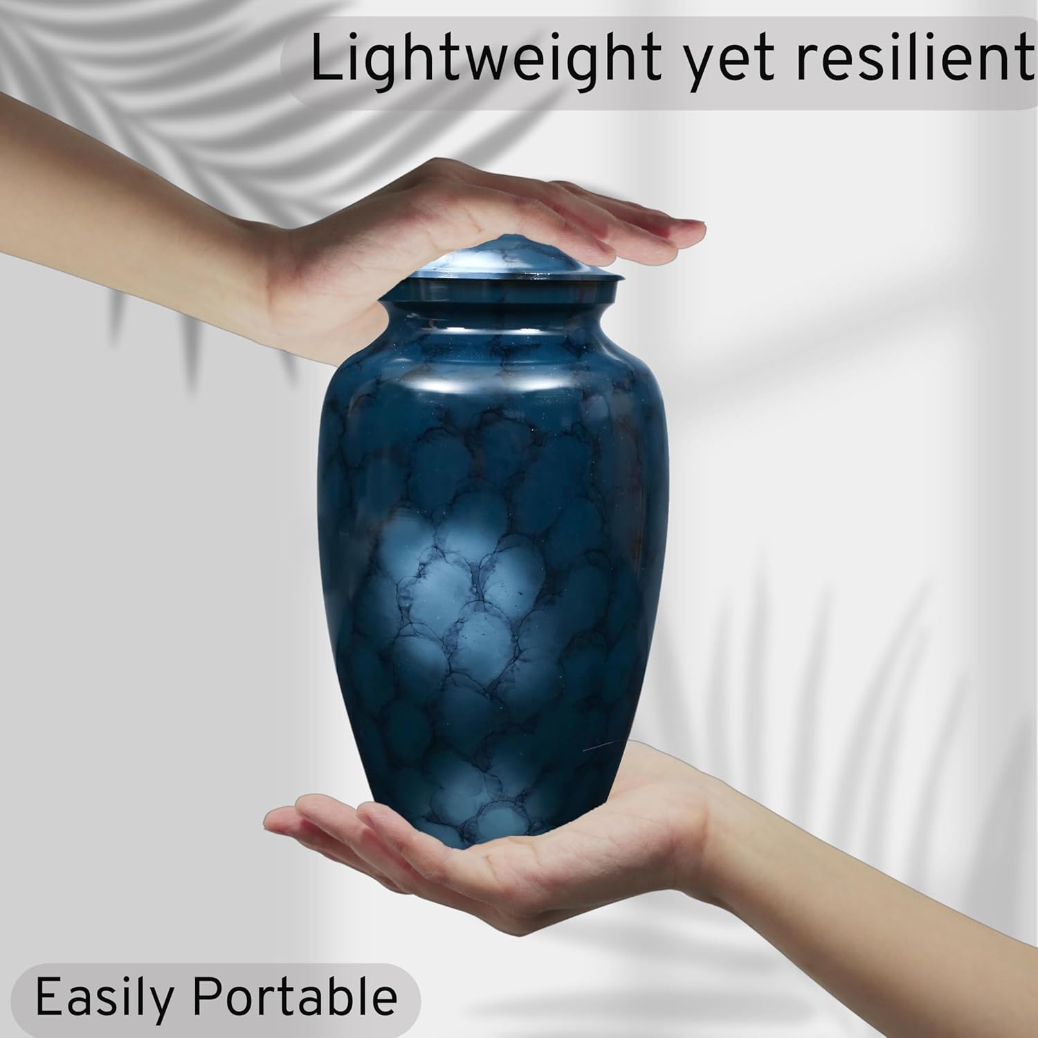 Alpha Living HOME Handcrafted Urn with Marble Finish Blue
