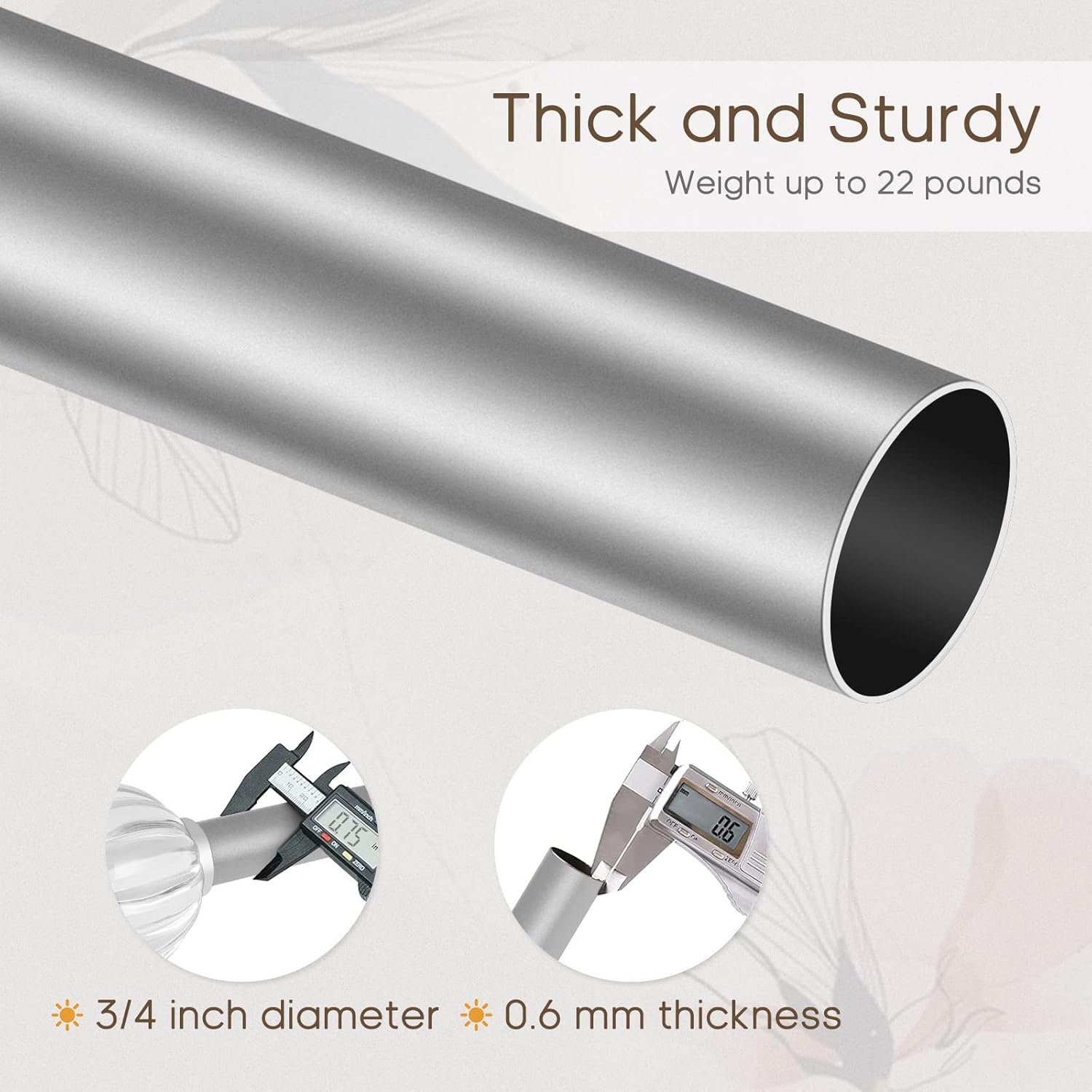 DAINTIER 34 Inch Single Window Curtain Rod with Crystal Acrylic Finial Matte Silver