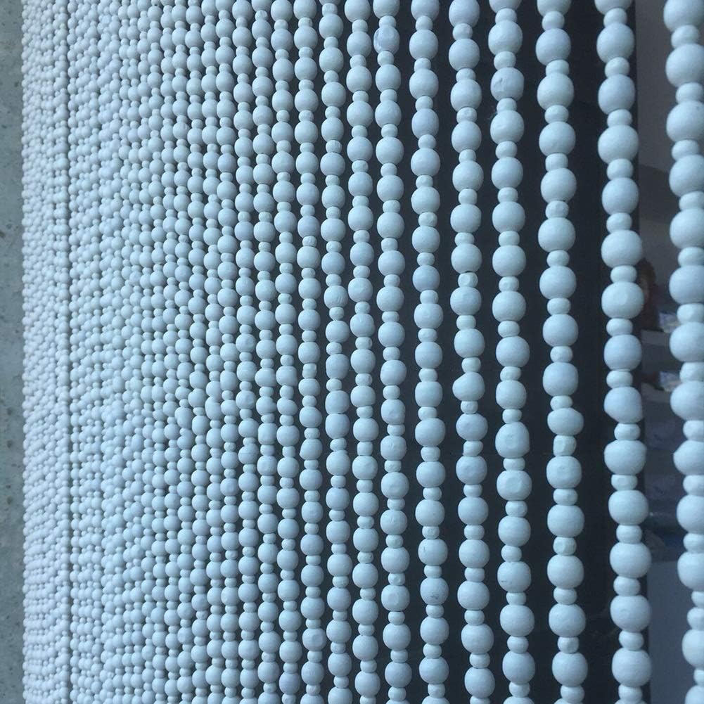 OKUOKA 26 Strands Beaded Door Curtain White