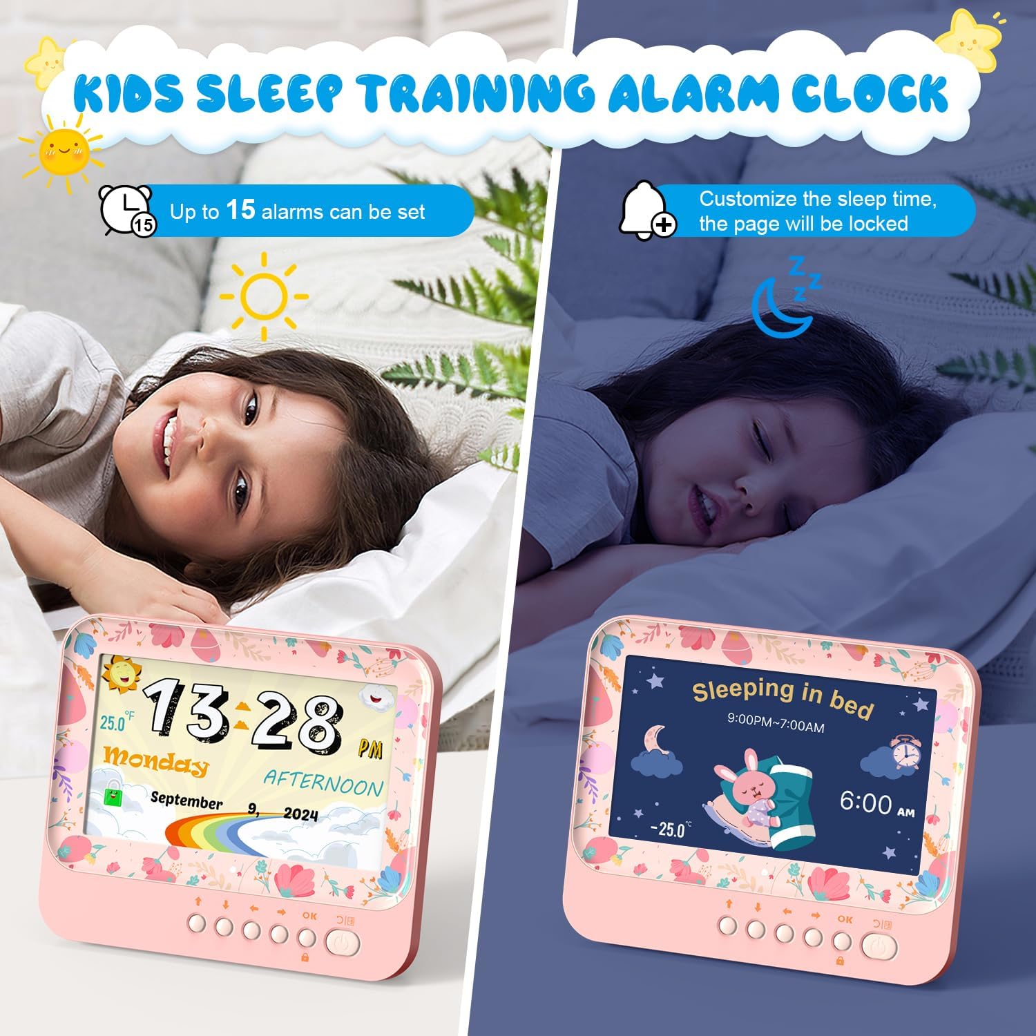 7 Inch Kids Alarm Clock with Timer and Snooze