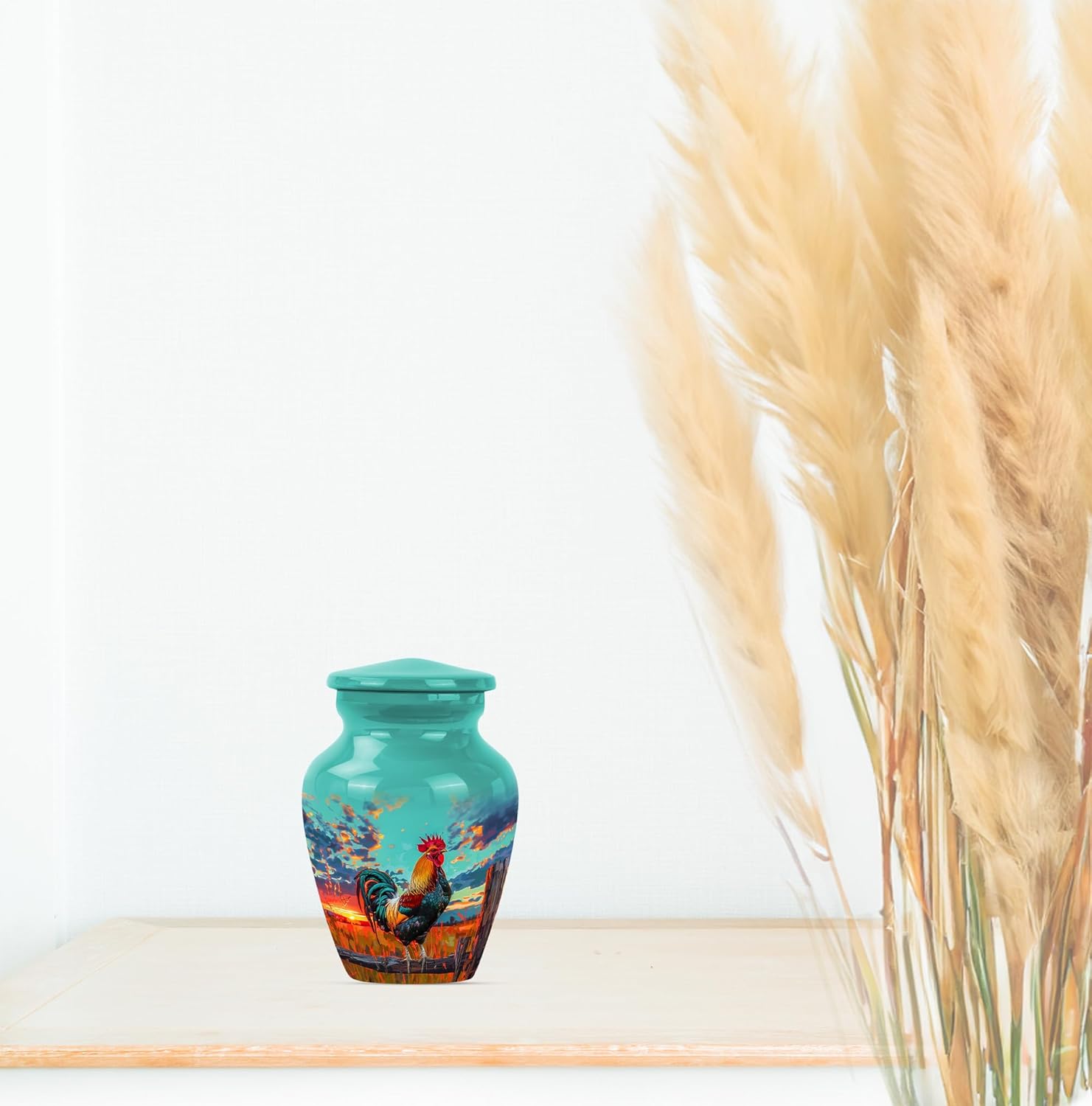 Charming Rooster Urn for Ashes Keepsake
