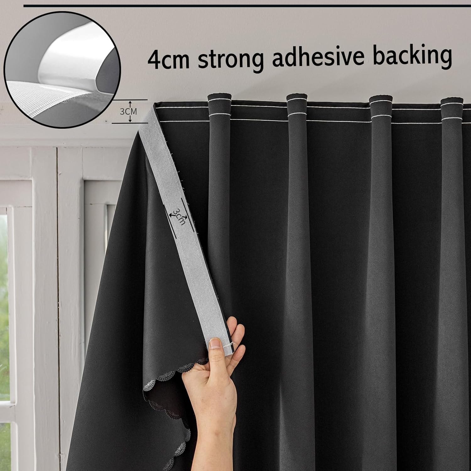 Jilron Magic Tape Curtains Blackout Panels 2 Pack