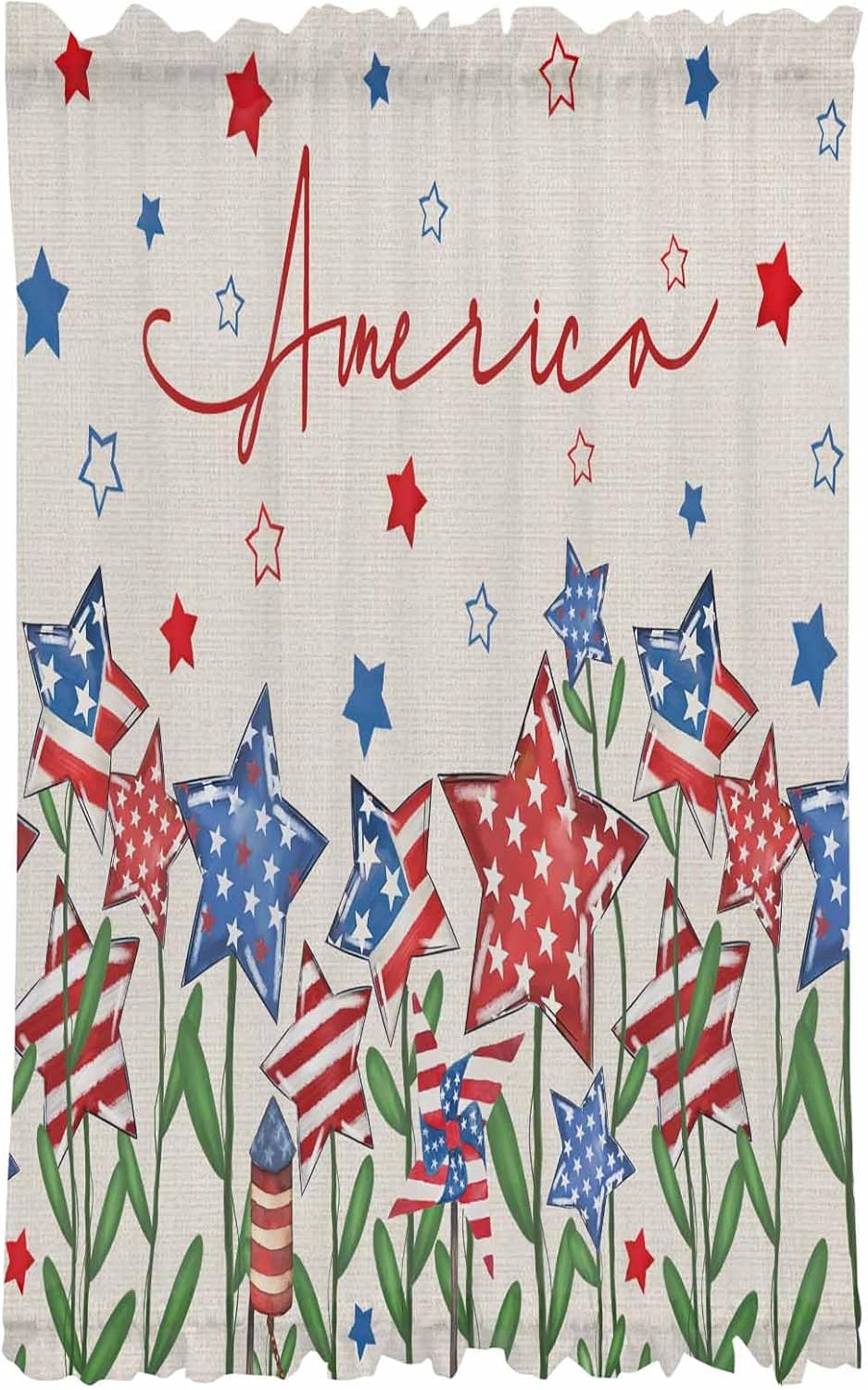 Independence Day Front Door Curtain with Tiebacks