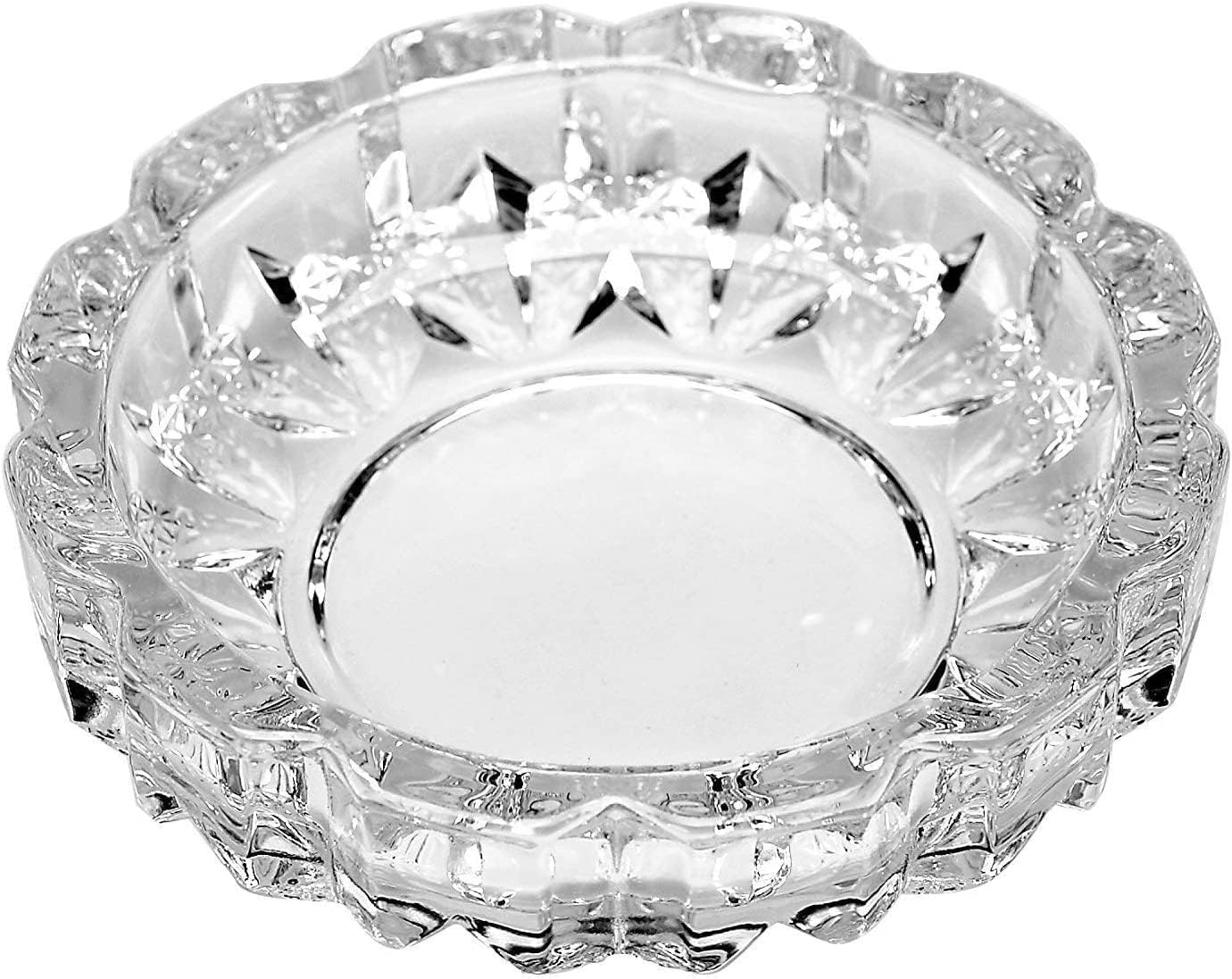Crystal Glass Cigar Cigarette Ashtray Round Tabletop