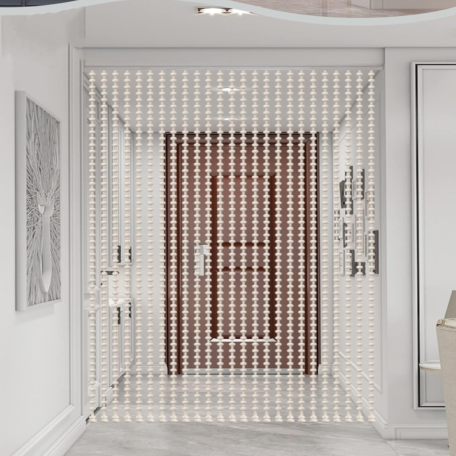 KDDEON Handmade Wood Beaded Curtain with 21 Strands