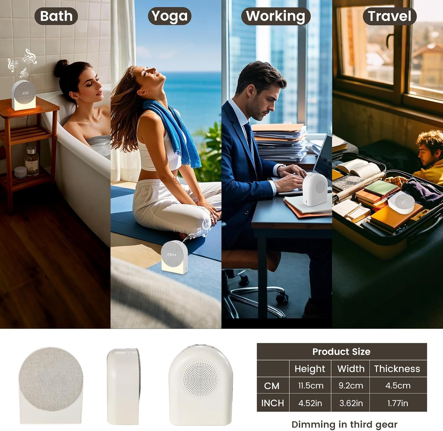 LOCZAR White Noise Alarm Clock with Night Light and Bluetooth Speaker