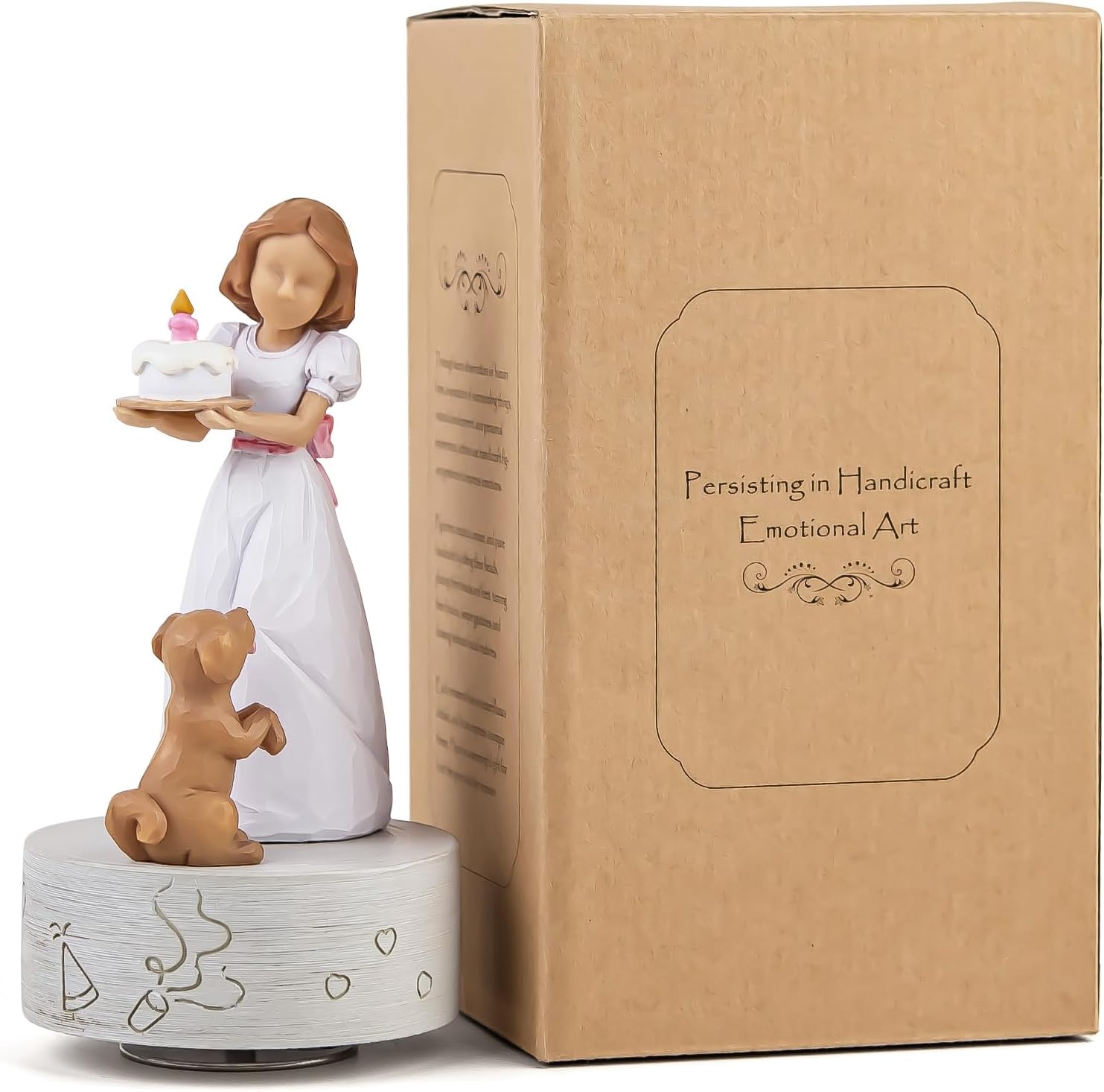 Happy Birthday Musical Box Figurine for Girls and Dogs