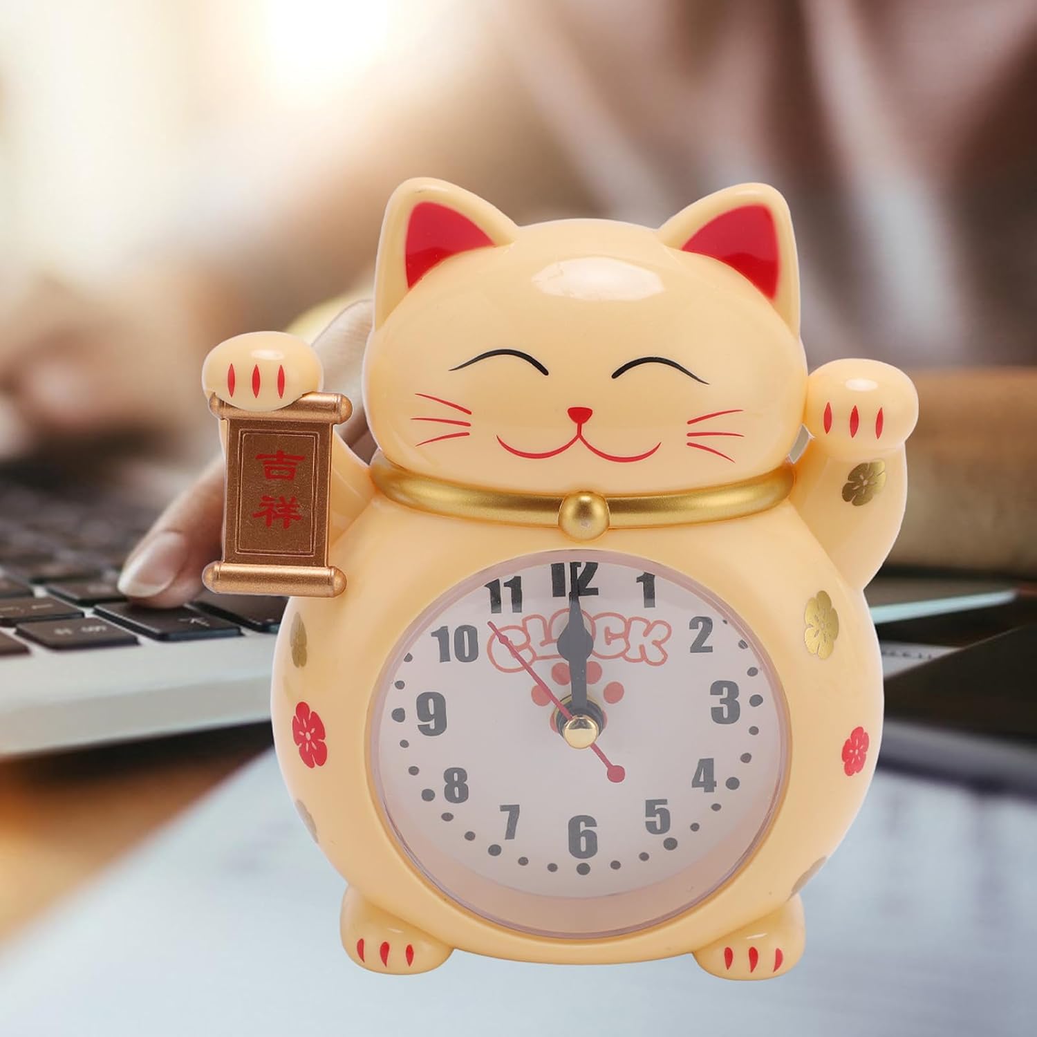 Yosoo Cartoon Lucky Cat Alarm Clock with Good Fortune