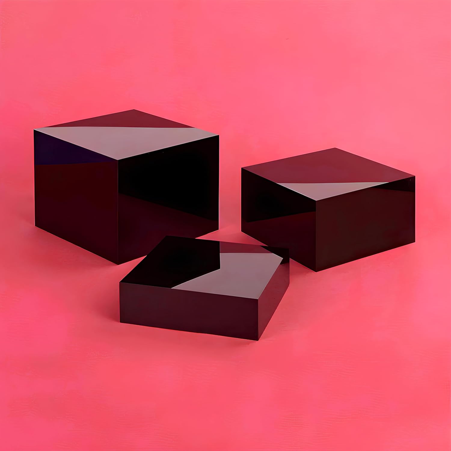 Generic Black Cube 3 Piece Set Nesting Risers with Hollow Bottoms 1