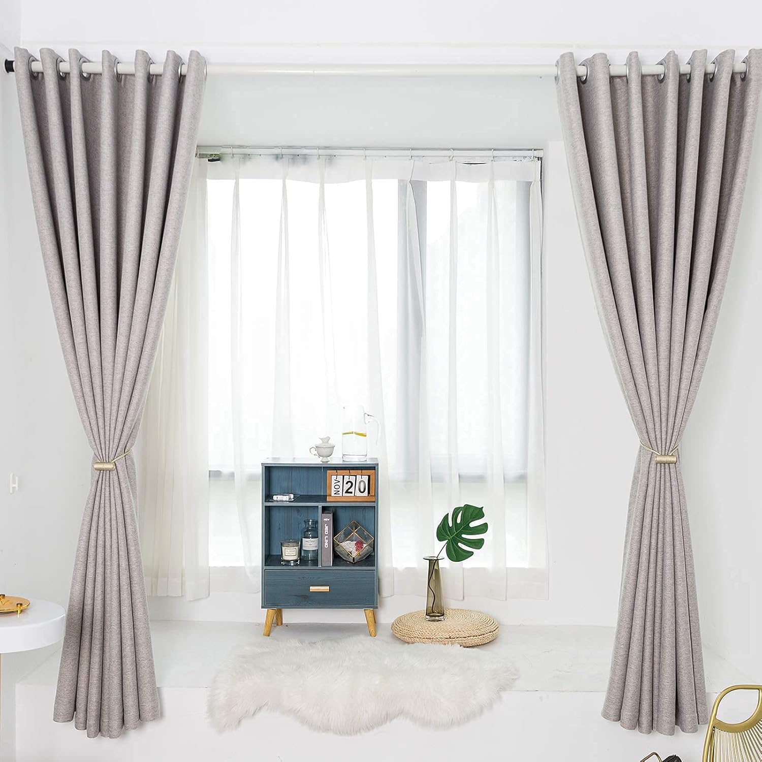 XDerlin Magnetic Curtain Holdbacks 16 Inch Beige