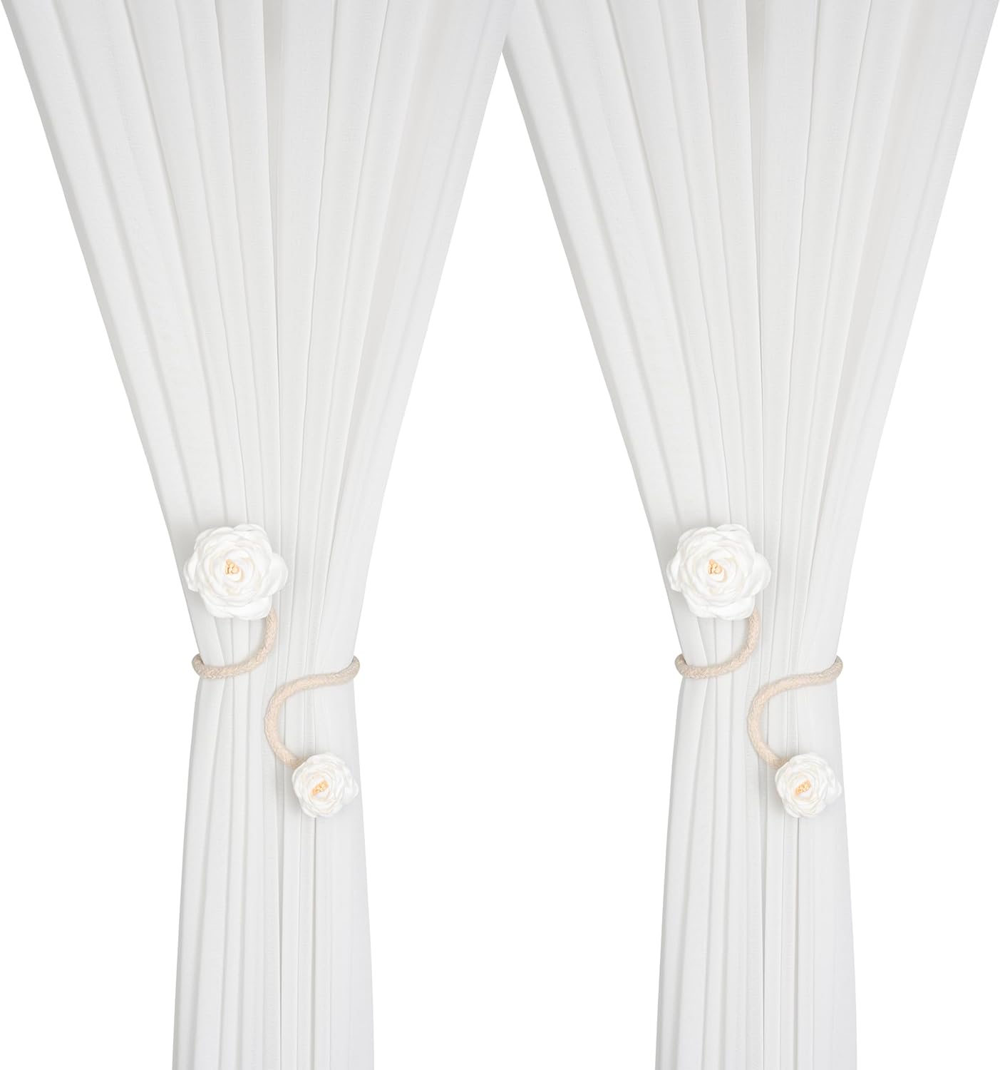 SUQ I OME 2 Pieces Handmade Artificial Flower Curtain Holdbacks
