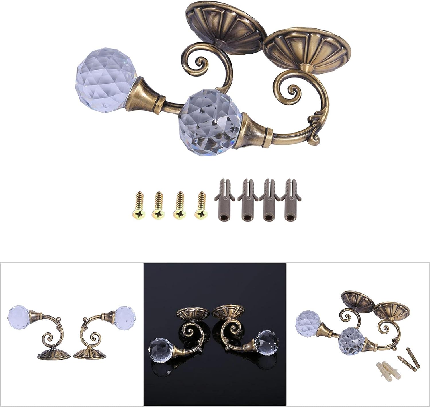 Crystal Curtain Tiebacks 2X Metal Bronze