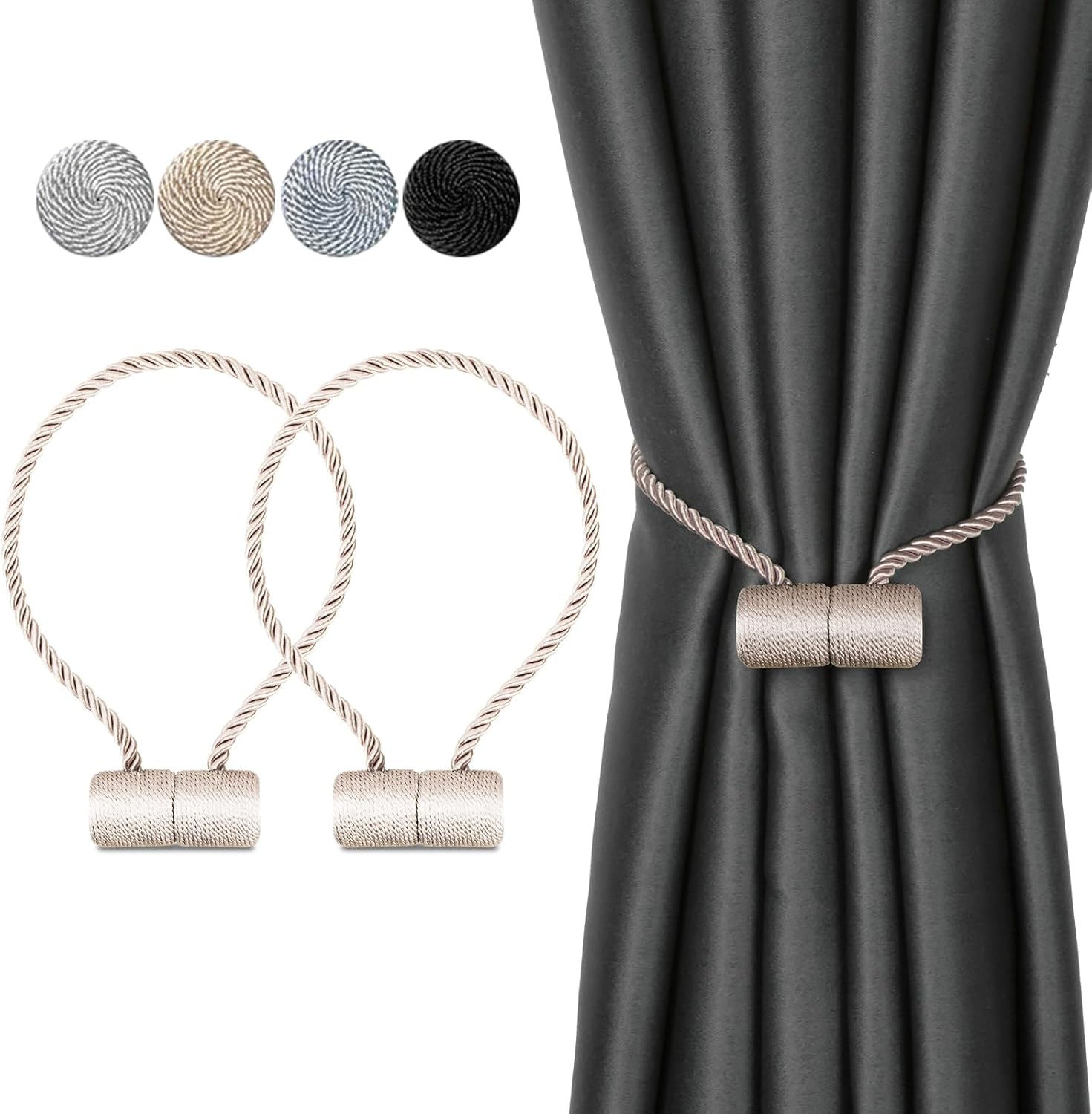 4pcs Magnetic Curtain Tiebacks with Woven Design