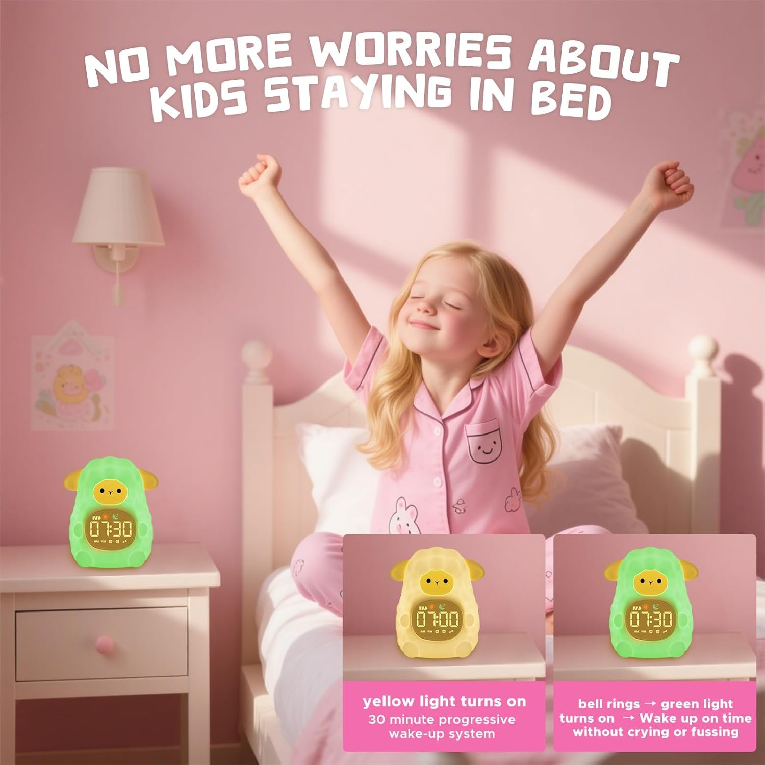 TCJJ Kids Sleep Training Alarm Clock with Night Light