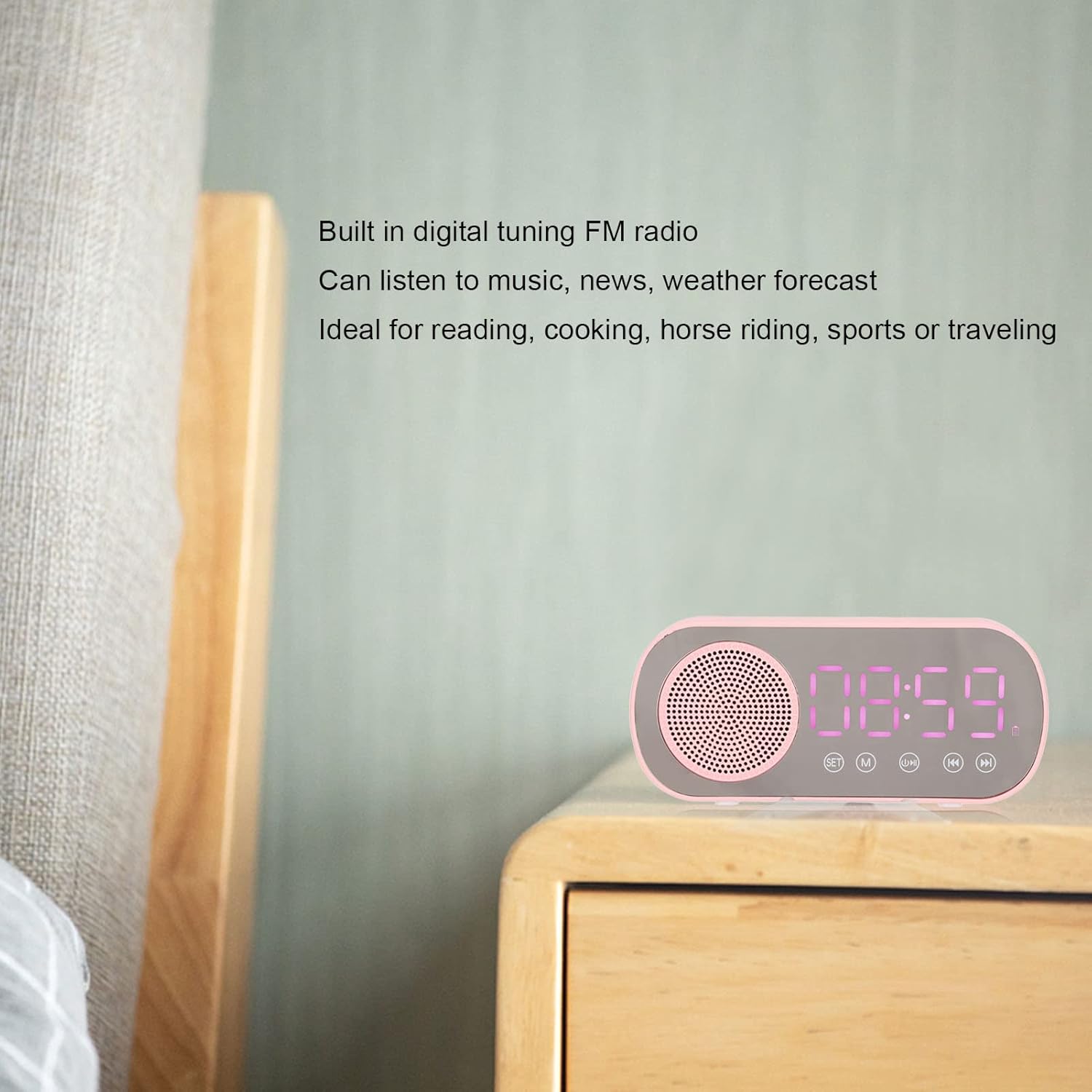 Bluetooth Speaker Alarm Clock with LED Mirror Display