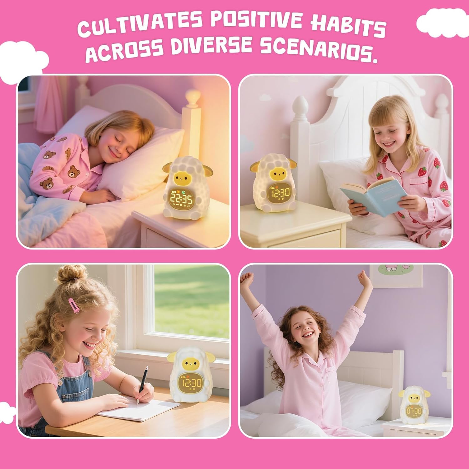 TCJJ Kids Sleep Training Alarm Clock with Night Light