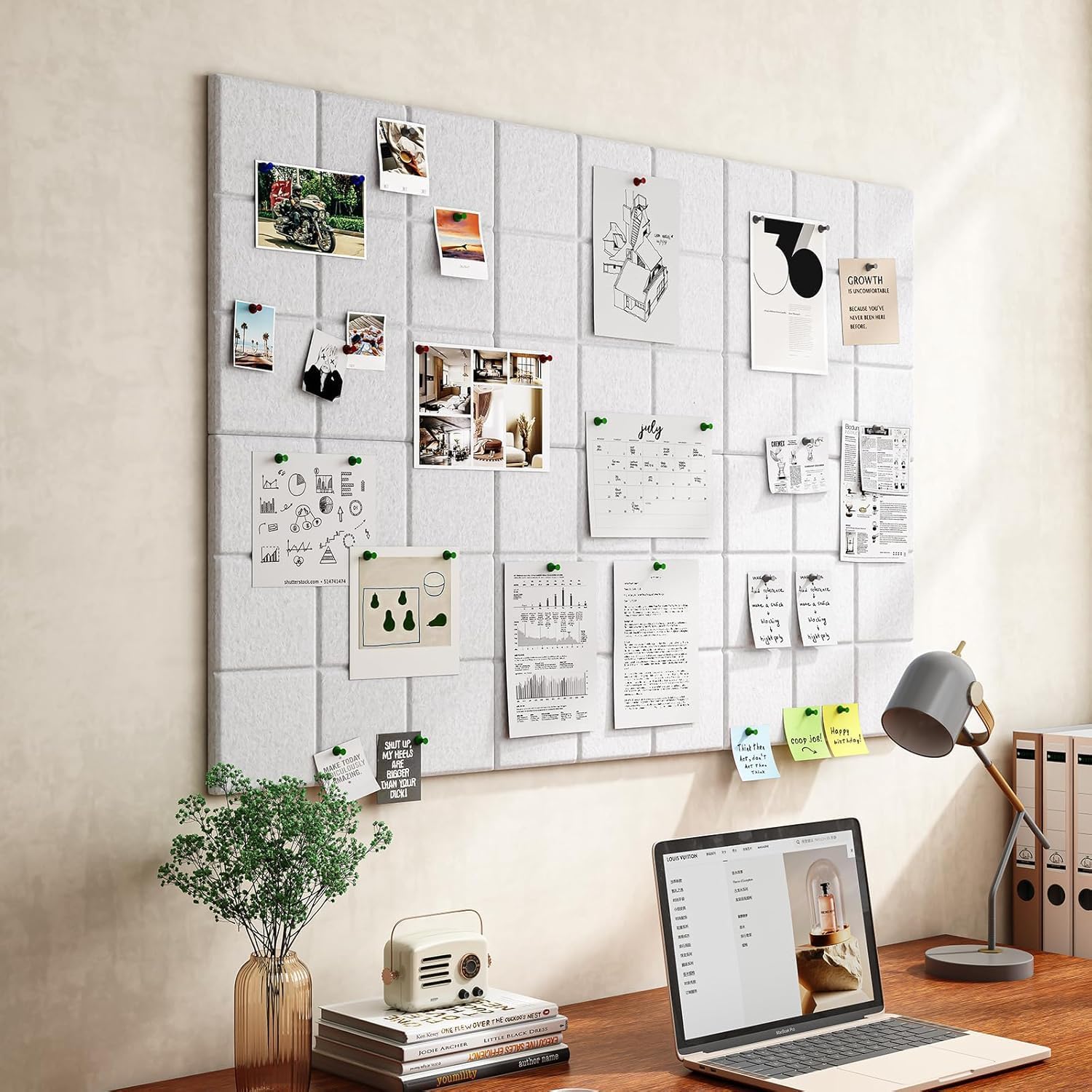 Yunihome Decorative Bulletin Board Wall Tiles 12 Pack 36x48in