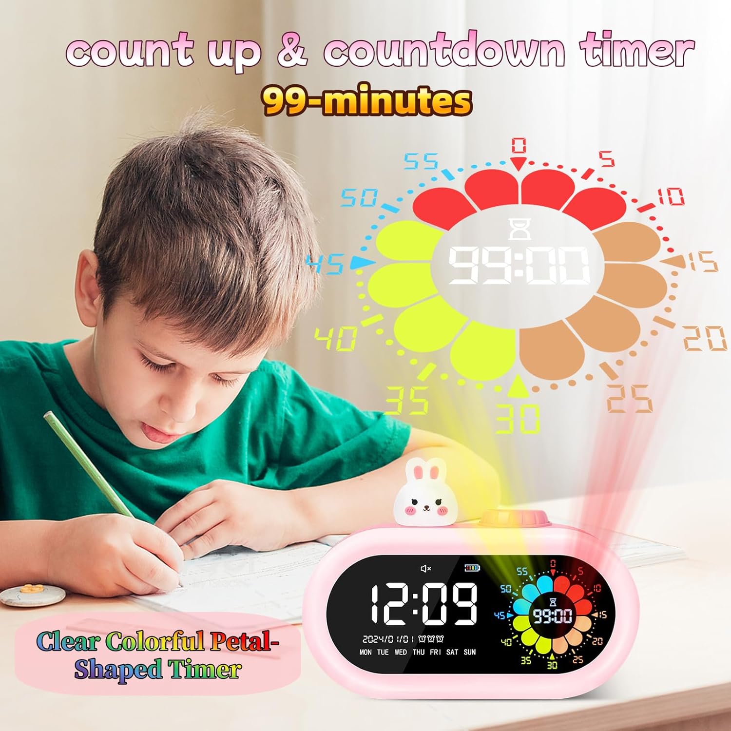 Desk Digital Clock with Countdown Timer for Kids