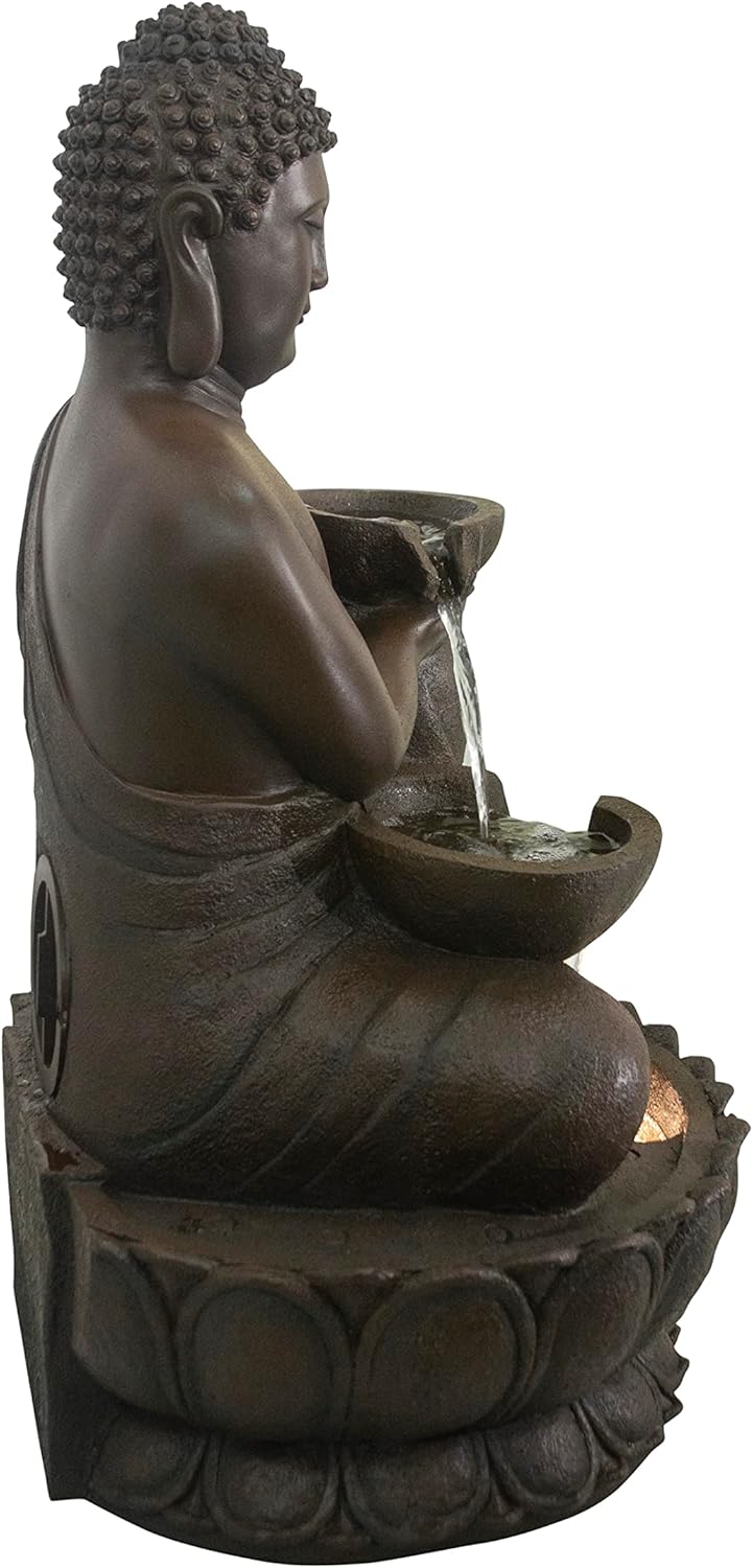Hi-Line Gift Ltd Large Buddha Fountain with Warm White LED