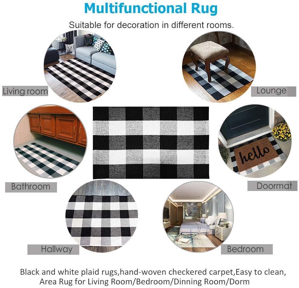 KaHouen Cotton Buffalo Check Rug 275x43 Inches