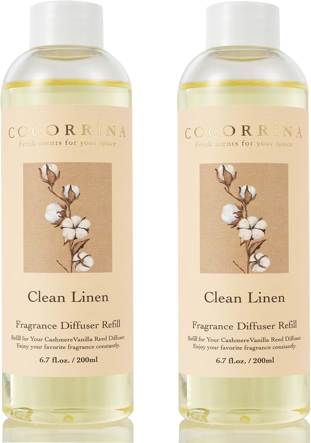 Cocorrna Clean Linen Reed Diffuser Refill 2 Pack