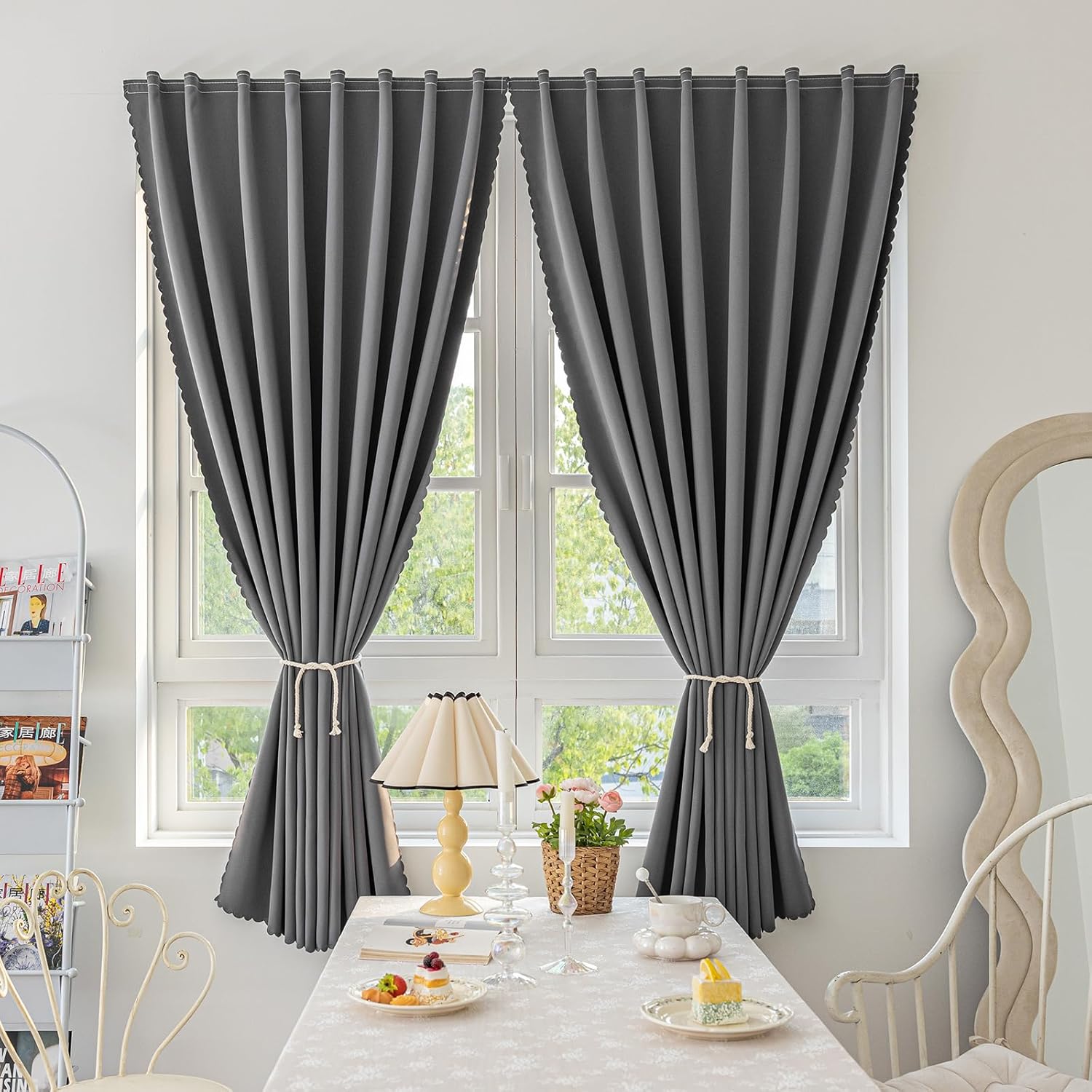 Jilron Magic Tape Blackout Curtains No Drill 2 Panels