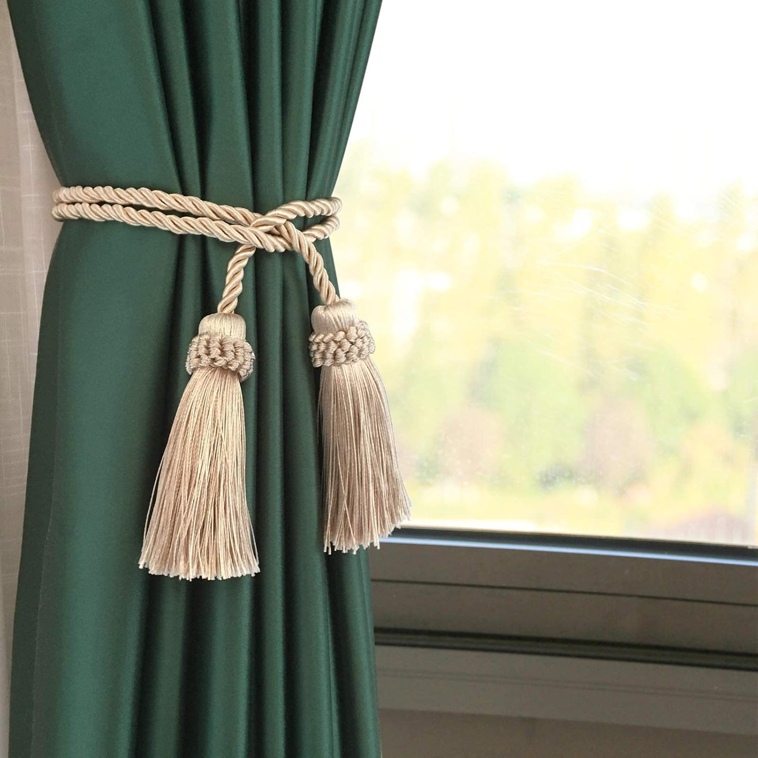 Fenghuangwu Curtain Tiebacks Handmade Decorative Holdbacks Rope with Tassel