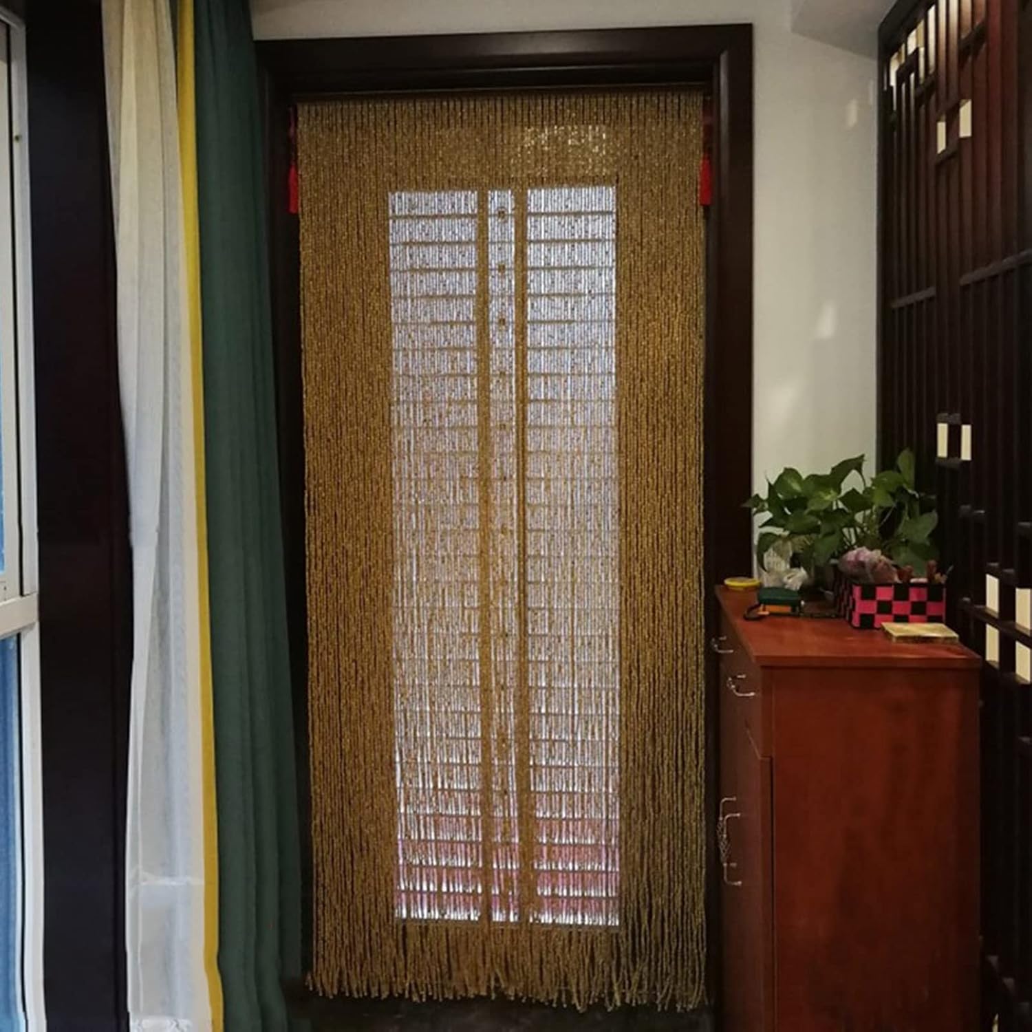 Bamboo Beaded Curtain for Doorway and Room Dividers
