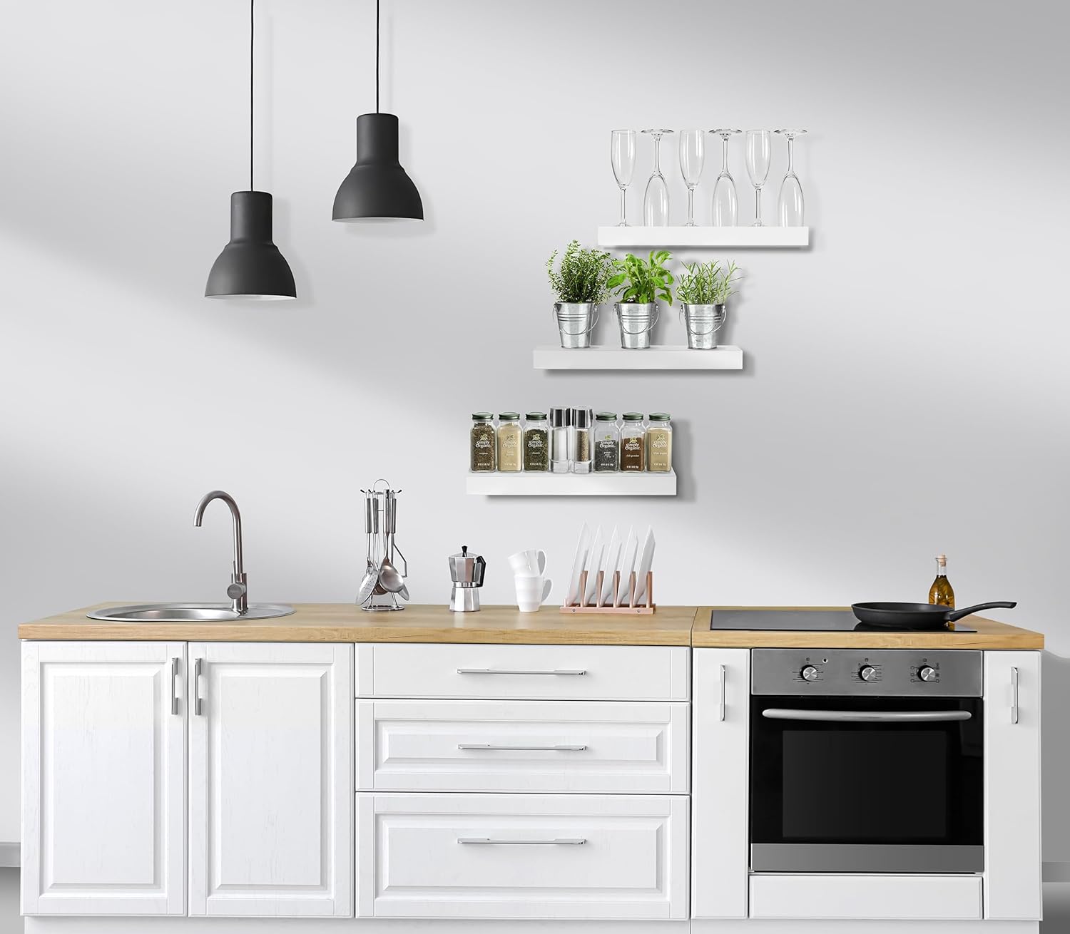 Sorbus Floating Shelves for Wall 3 Pack White