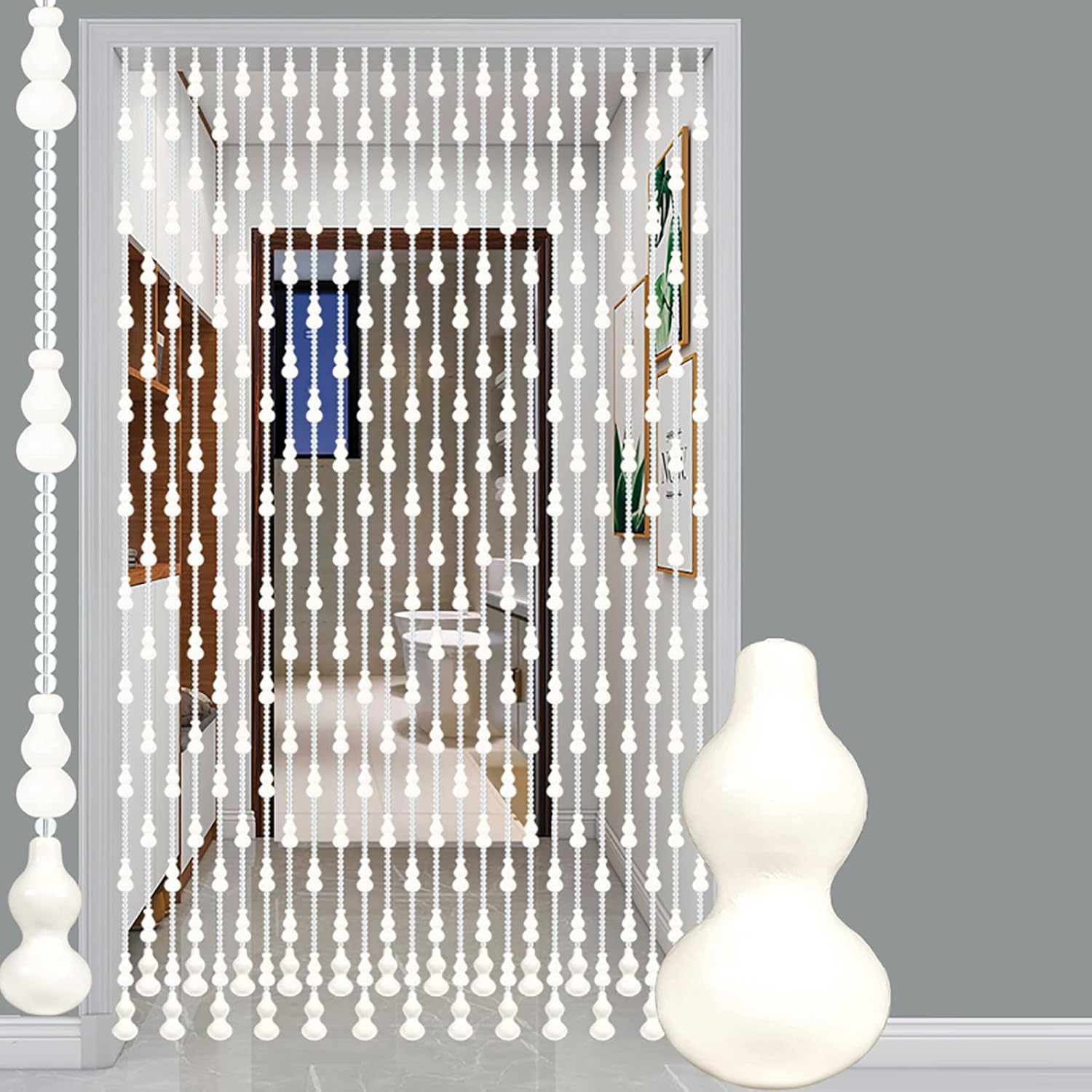 XOOFMASS Wooden Beaded Curtain for Doorway Privacy