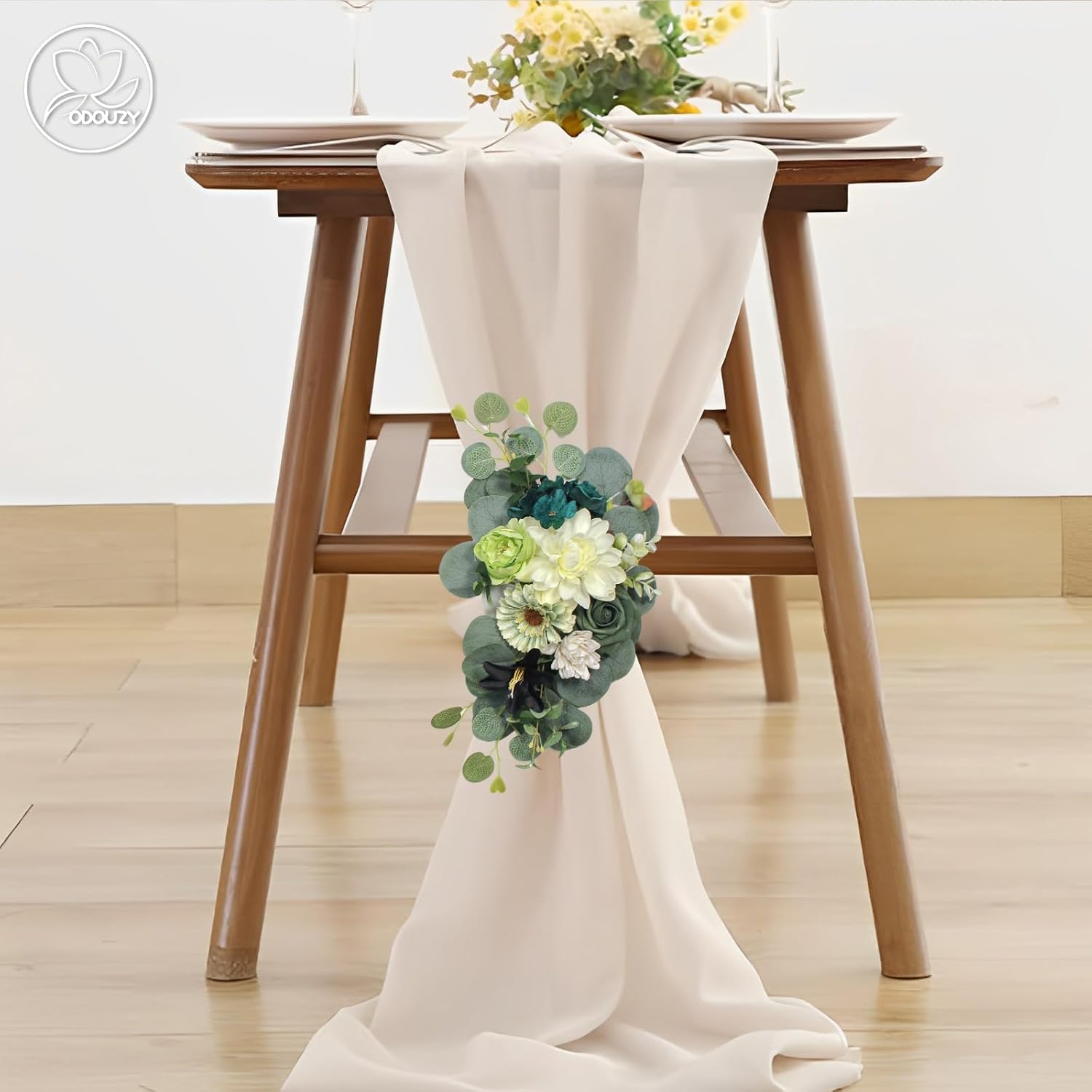 Odouzy Dark Green Artificial Wedding Arch Flowers Set of 2