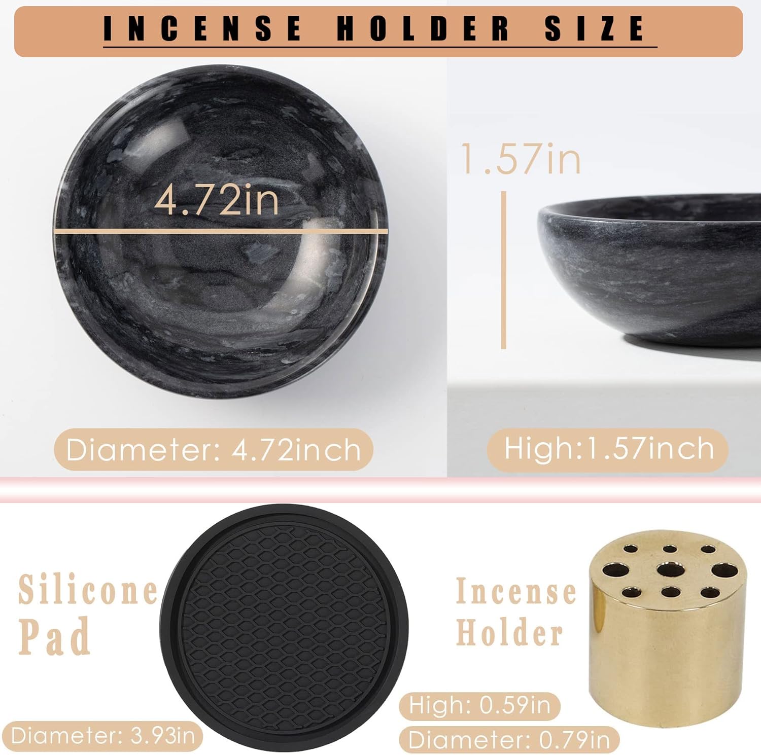 Natural Marble Incense Holder with 9 Holes