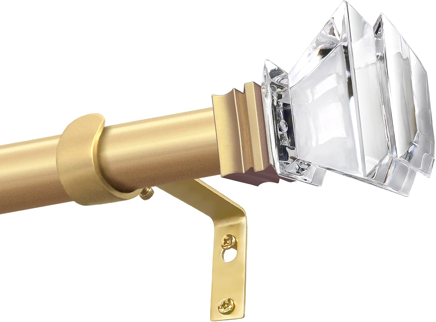 Exquisite Gold Adjustable 1in Steel Curtain Rod with Acrylic Finials