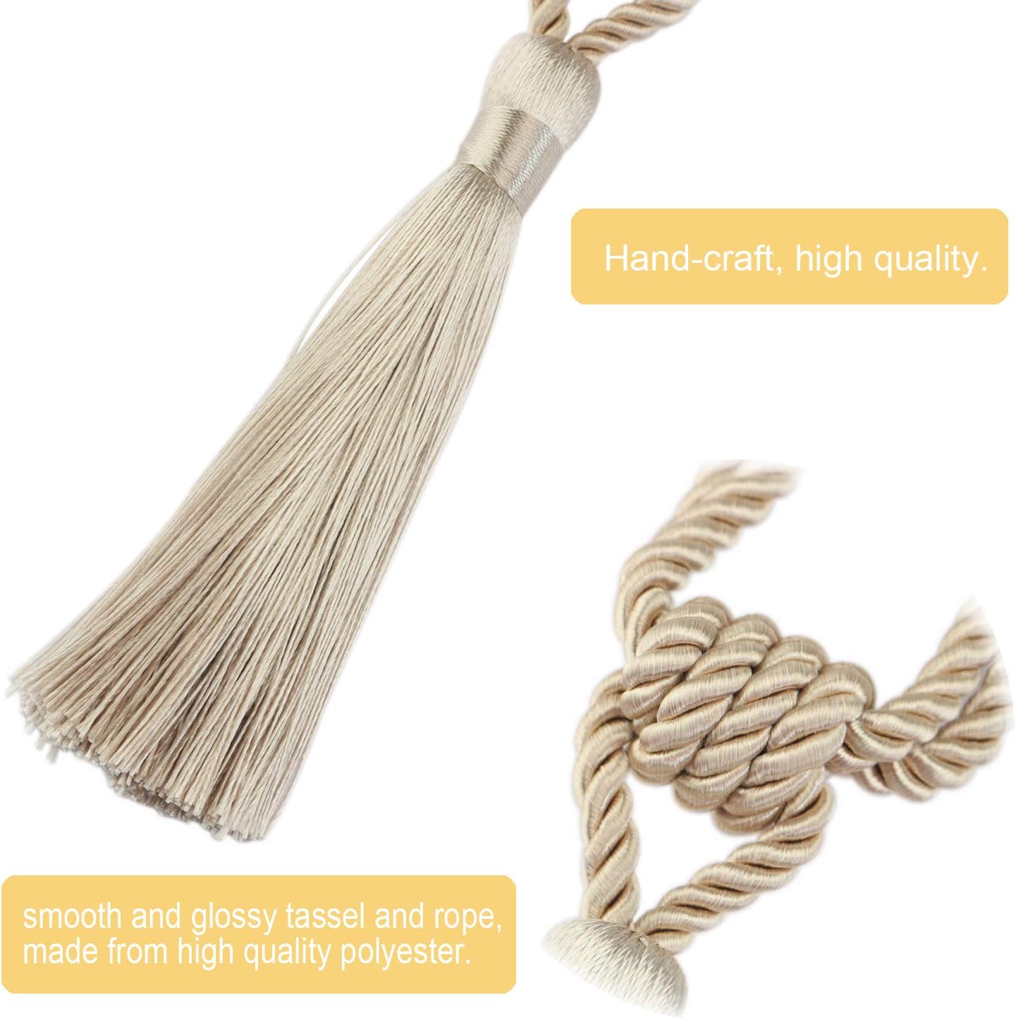 Fenghuangwu Curtain Tiebacks Tassel Holdbacks 2 Pack