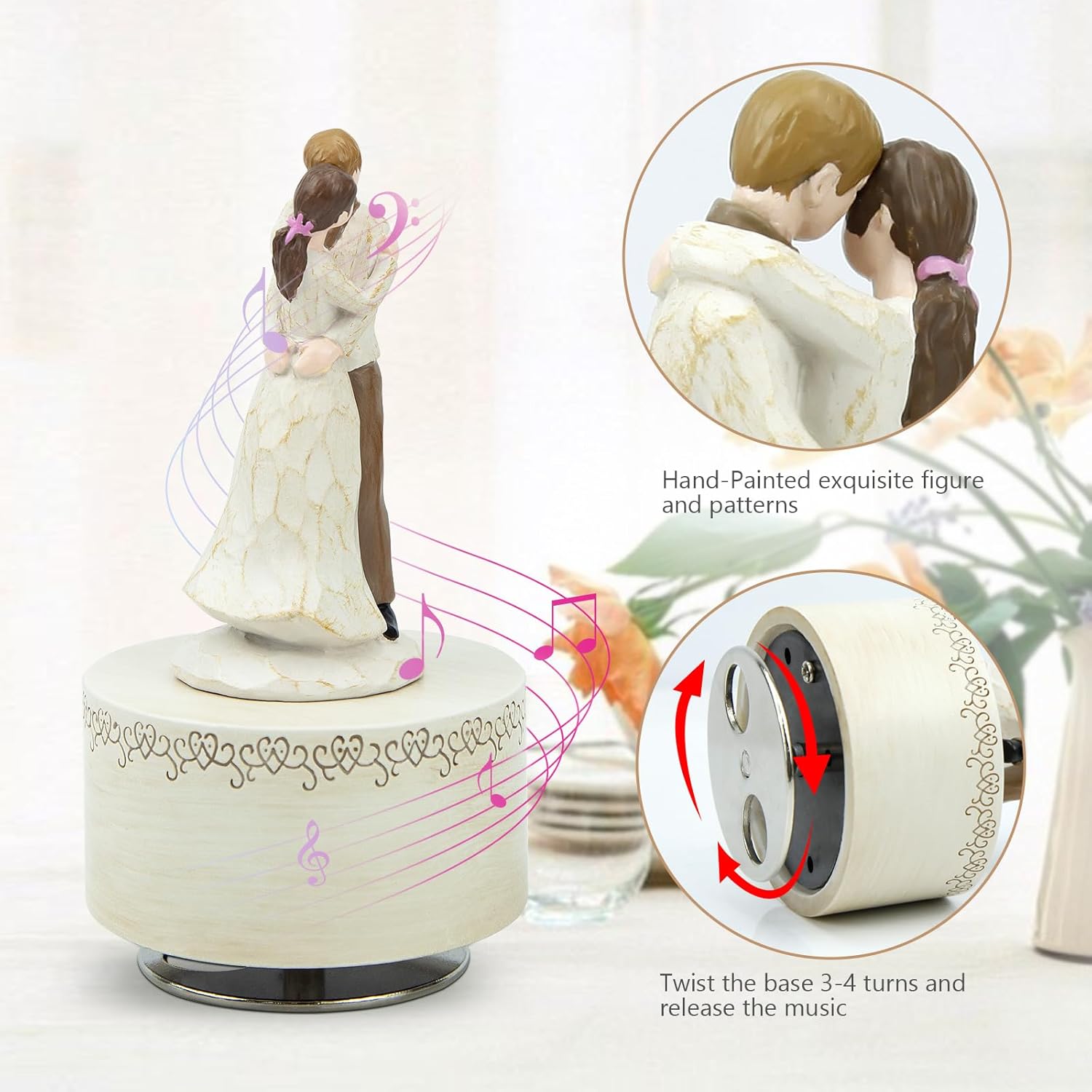 Falling in Love Couple Music Box Figurine