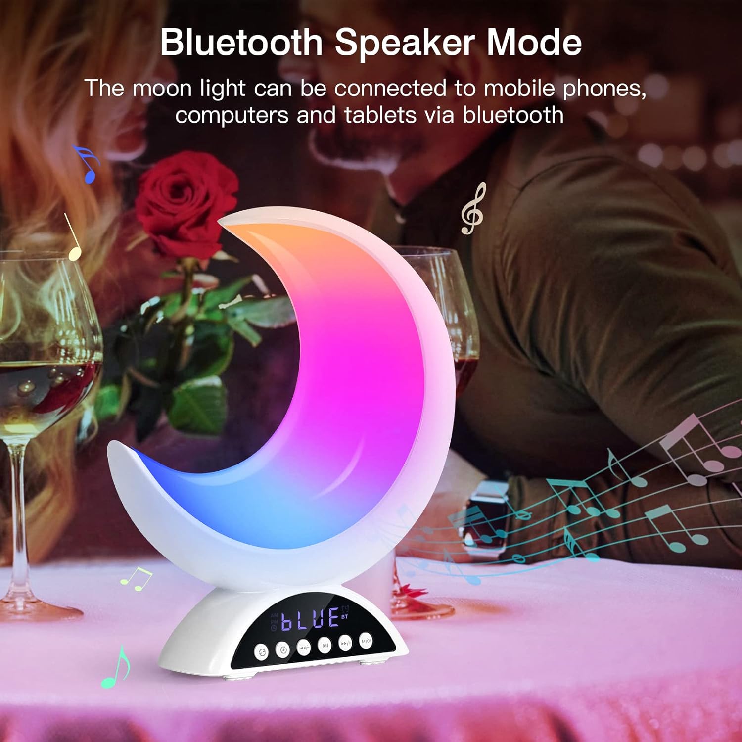 Magical Moon Lamp Alarm Clock with RGB Light and Touch Dimming
